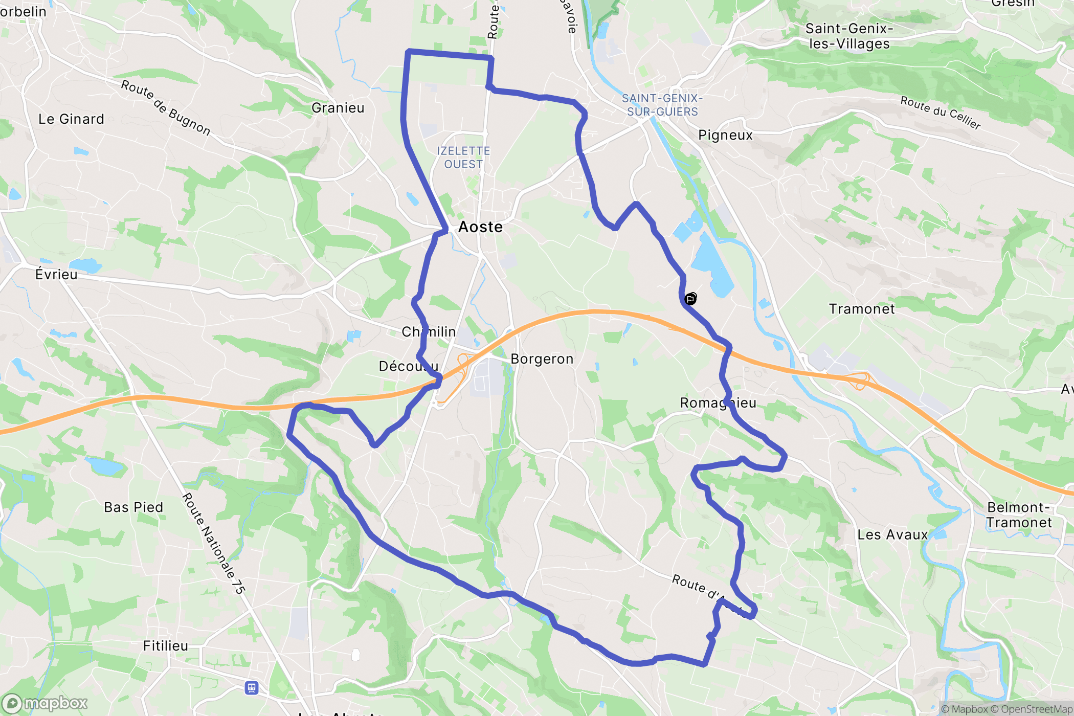 Romagnieu : carte du parcours de randonnée - France