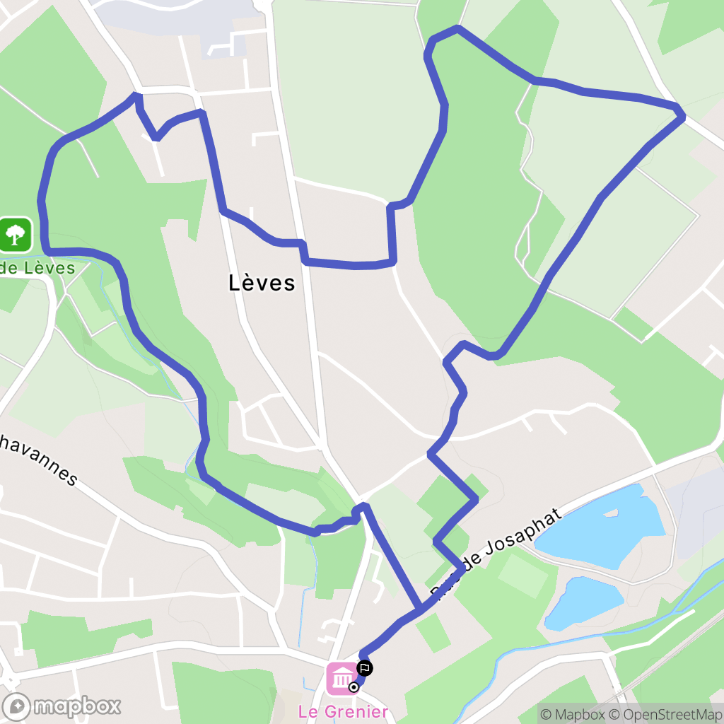 Lèves : carte du parcours de randonnée - France