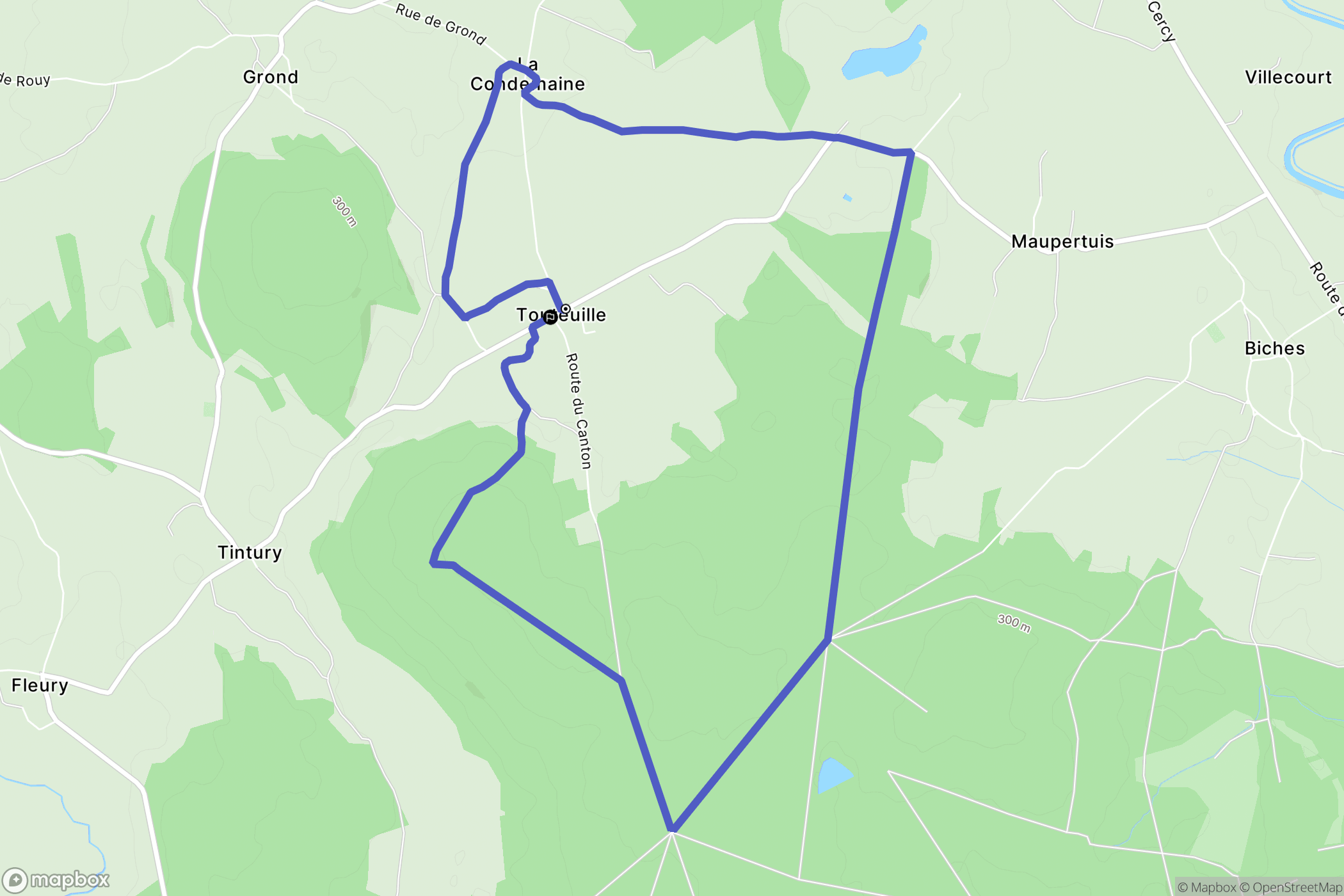Tintury : carte du parcours de randonnée - France