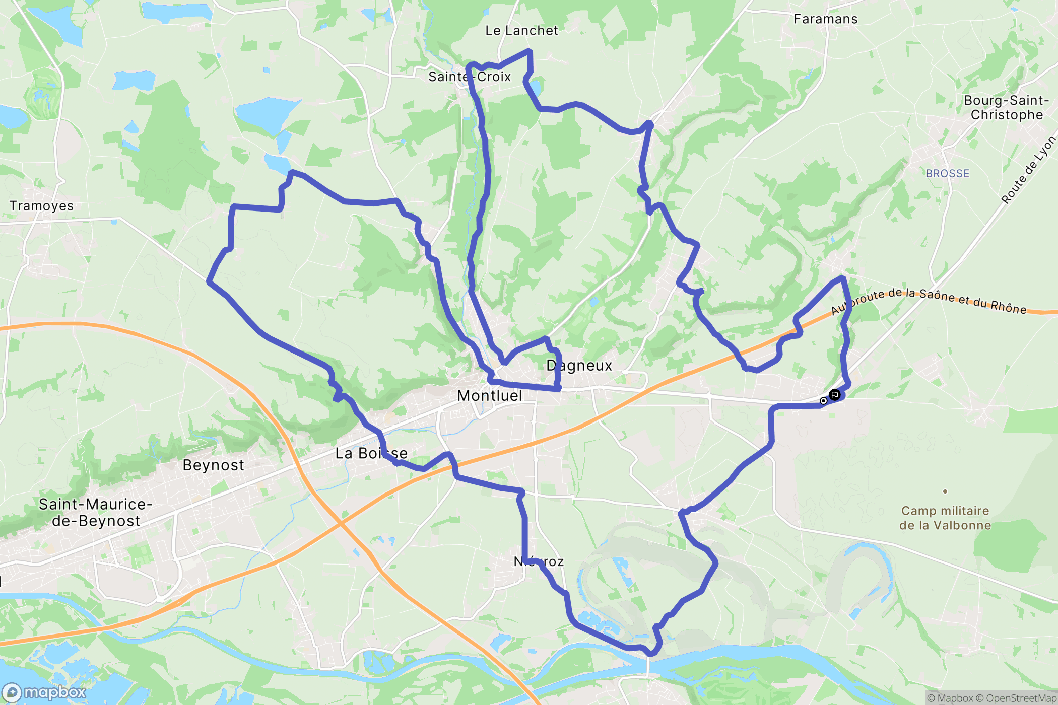 Béligneux : carte du parcours de randonnée - France