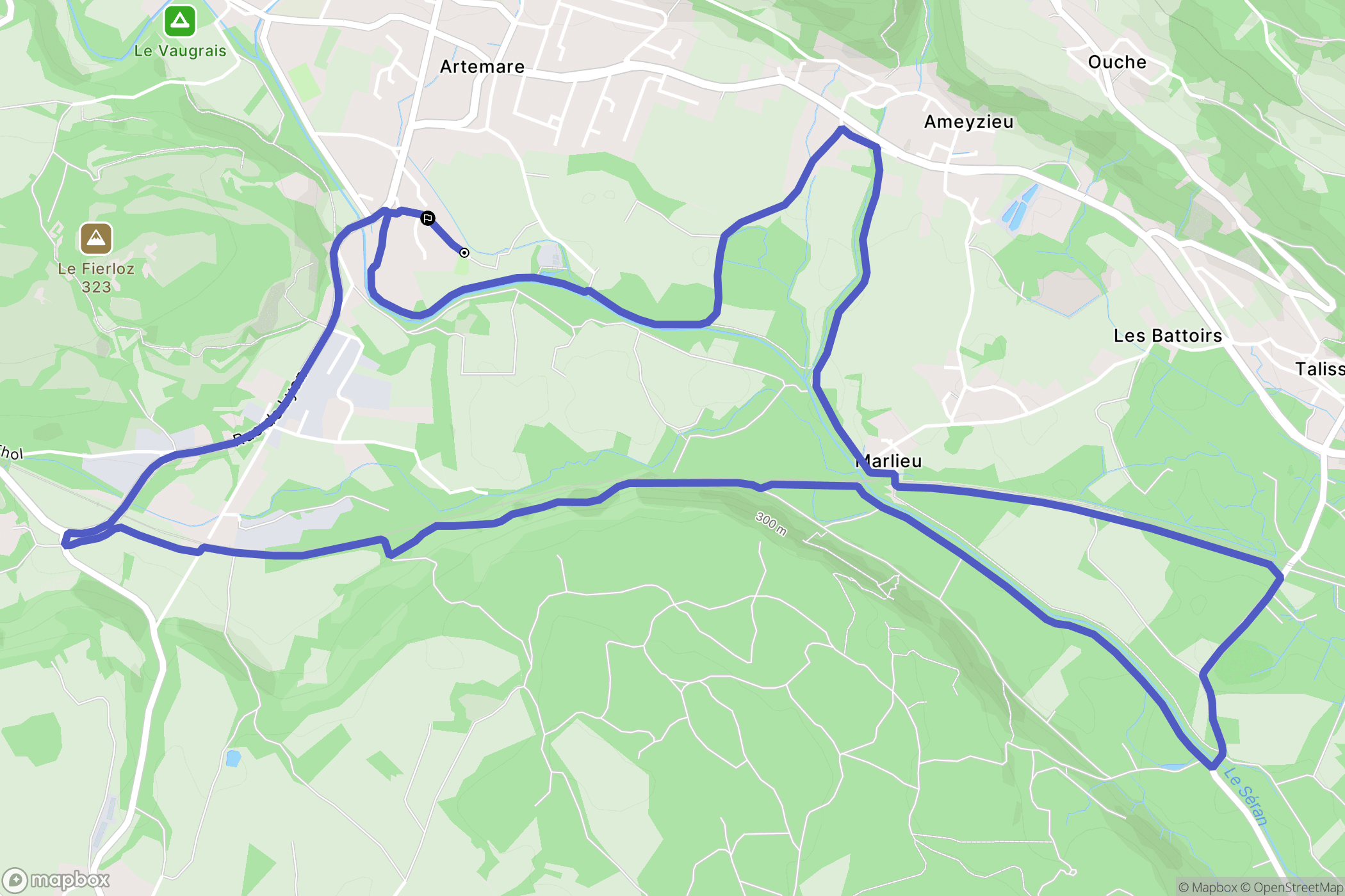 Artemare : carte du parcours de randonnée - France