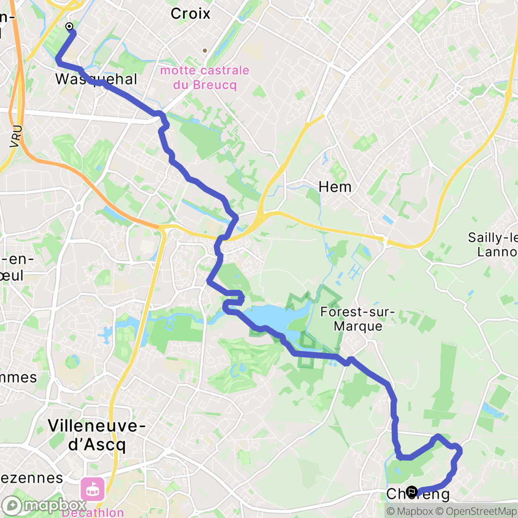 Wasquehal : carte du parcours de randonnée - France