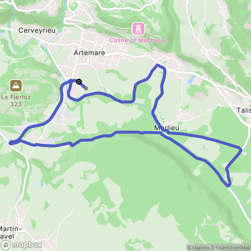 Artemare : carte du parcours de randonnée - France