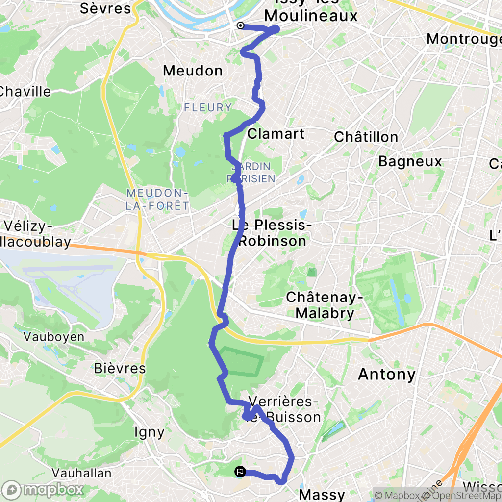 Issy-les-Moulineaux : carte du parcours de randonnée - France