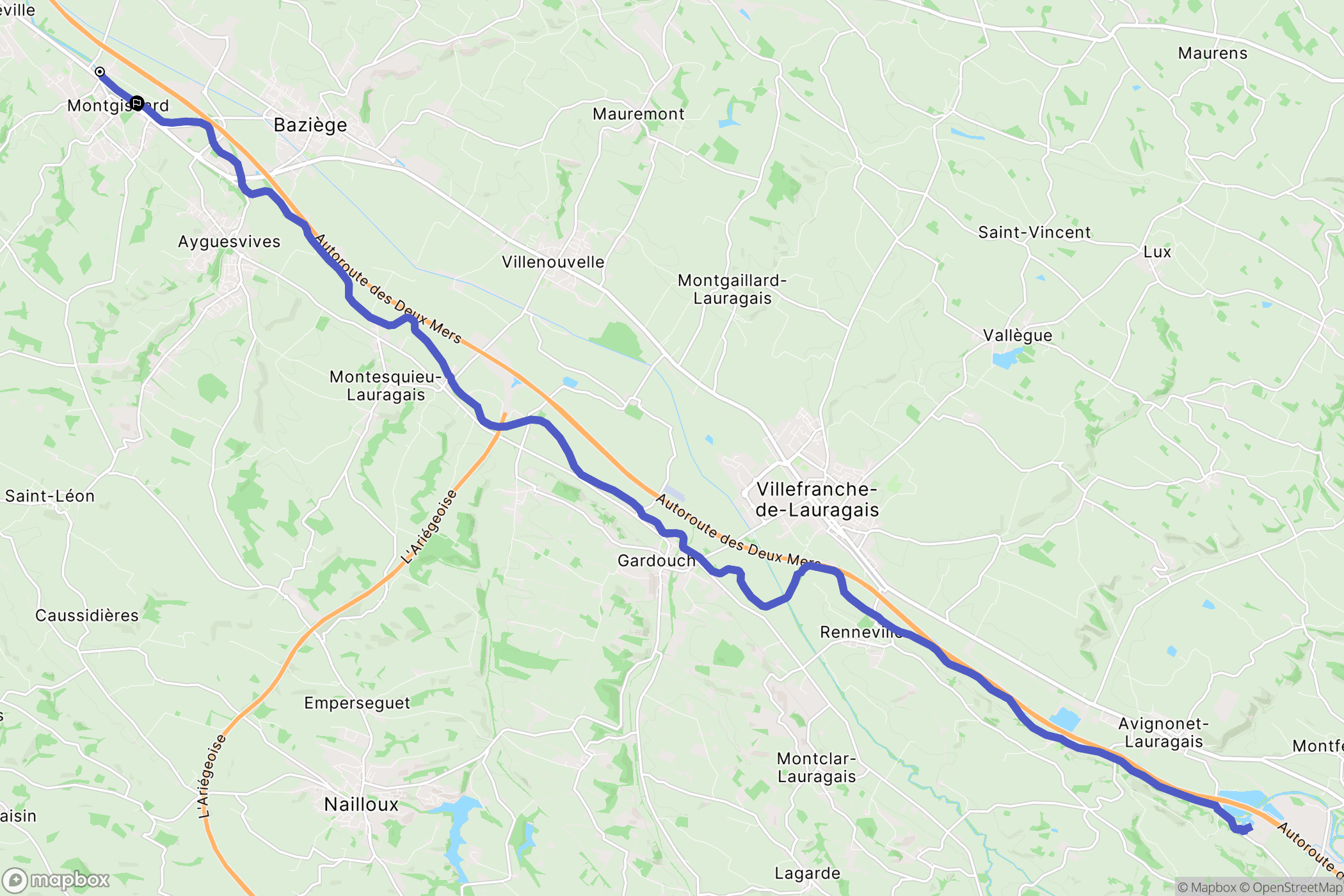 Montgiscard : carte du parcours de randonnée - France