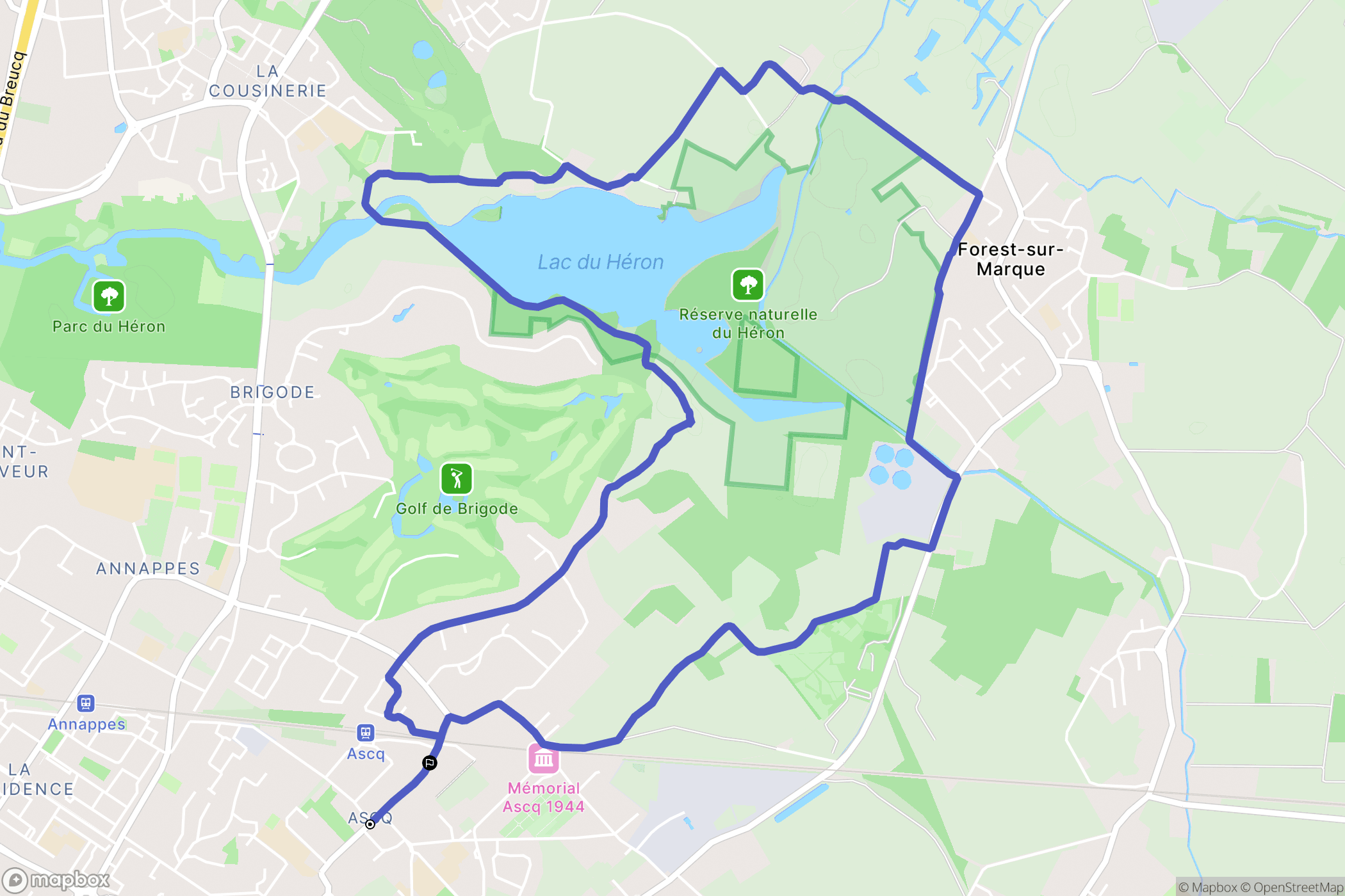 Villeneuve-d'Ascq : carte du parcours de randonnée - France