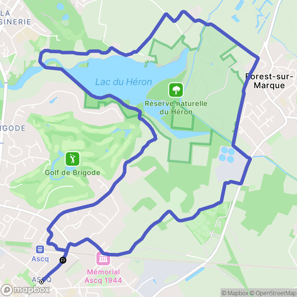 Villeneuve-d'Ascq : carte du parcours de randonnée - France