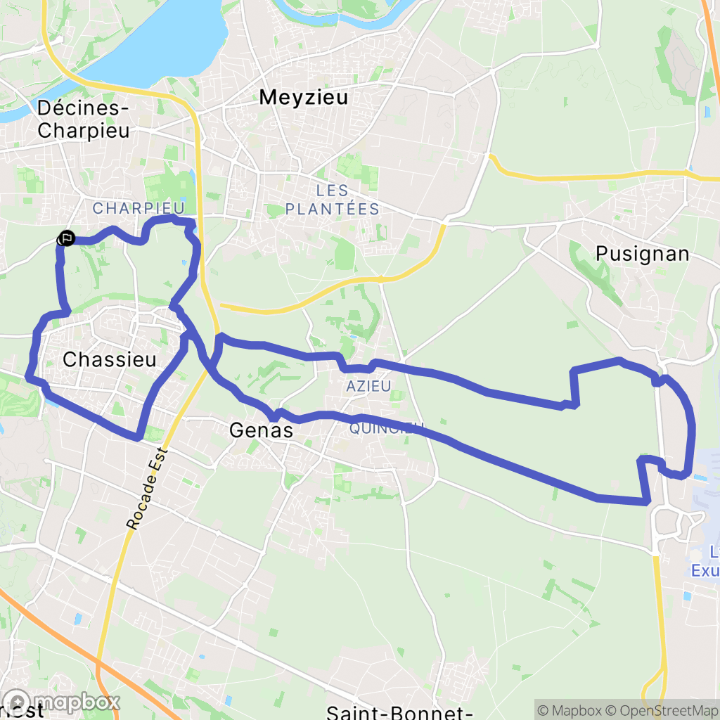 Décines-Charpieu : carte du parcours de randonnée - France