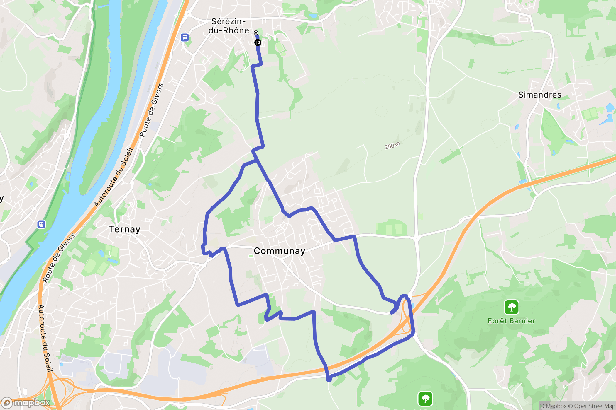 Sérézin-du-Rhône : carte du parcours de randonnée - France