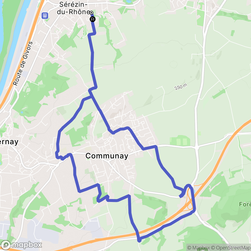 Sérézin-du-Rhône : carte du parcours de randonnée - France