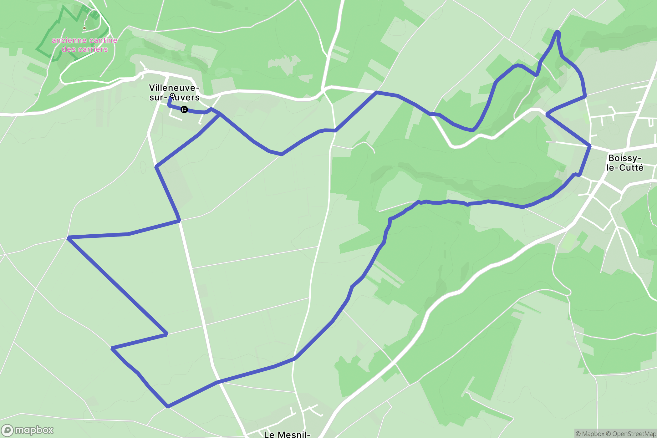 Villeneuve-sur-Auvers : carte du parcours de randonnée - France