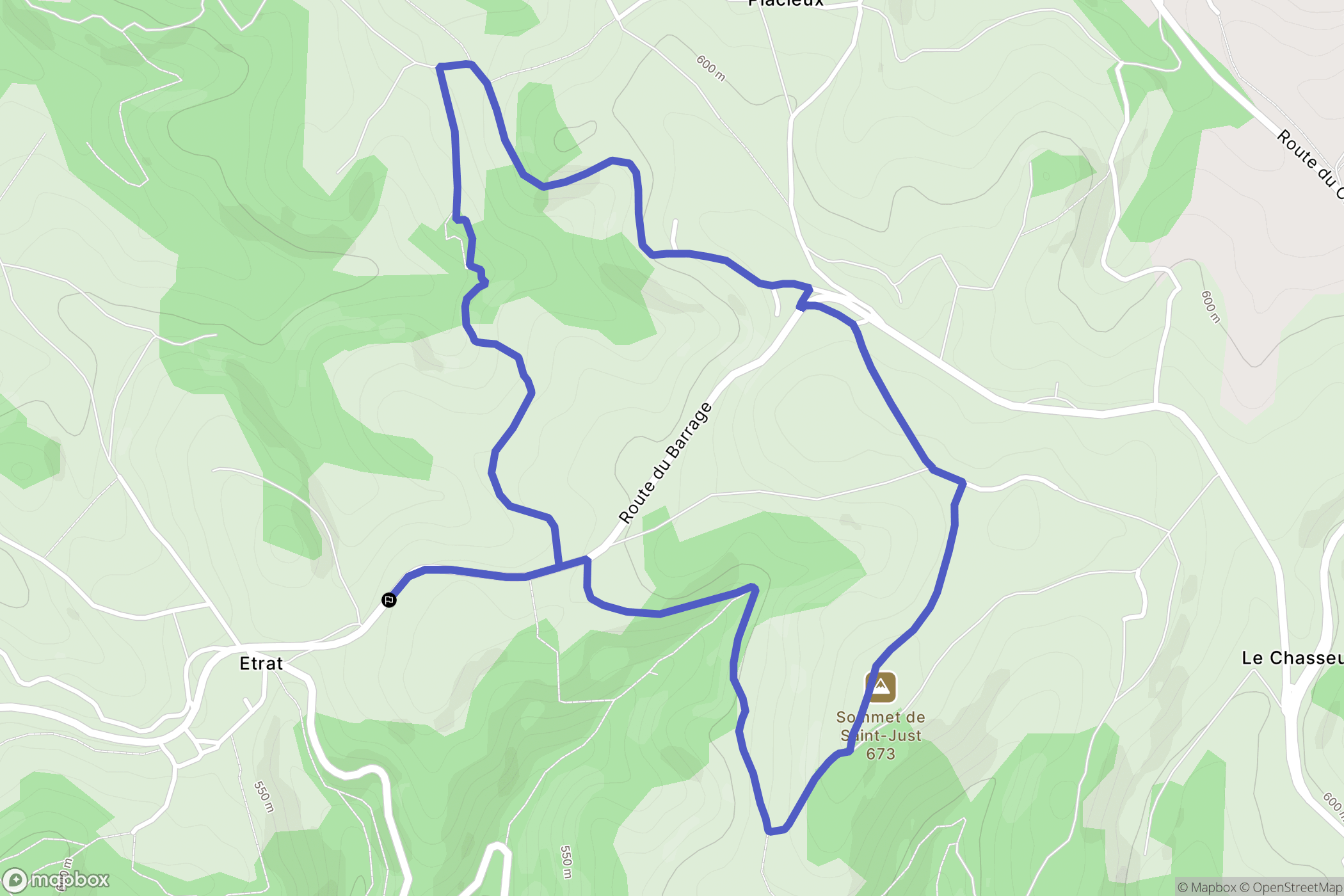 Saint-Just-Saint-Rambert : carte du parcours de randonnée - France