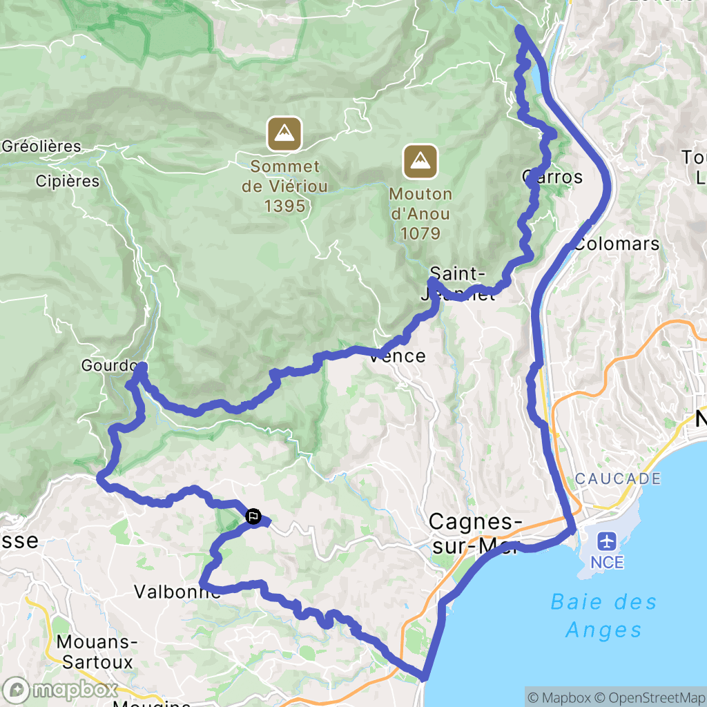 Roquefort-les-Pins : carte du parcours de randonnée - France