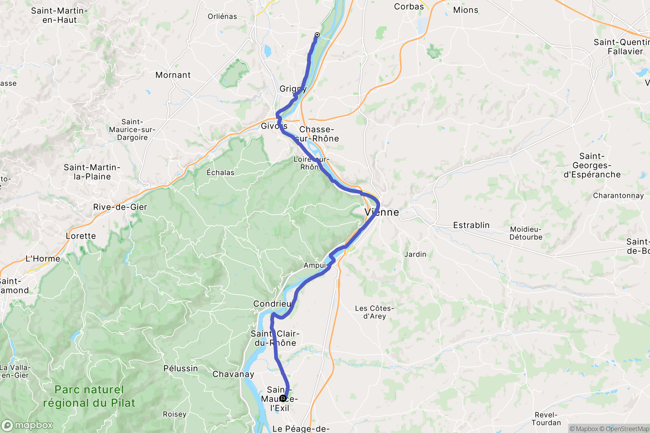 Vernaison : carte du parcours de randonnée - France