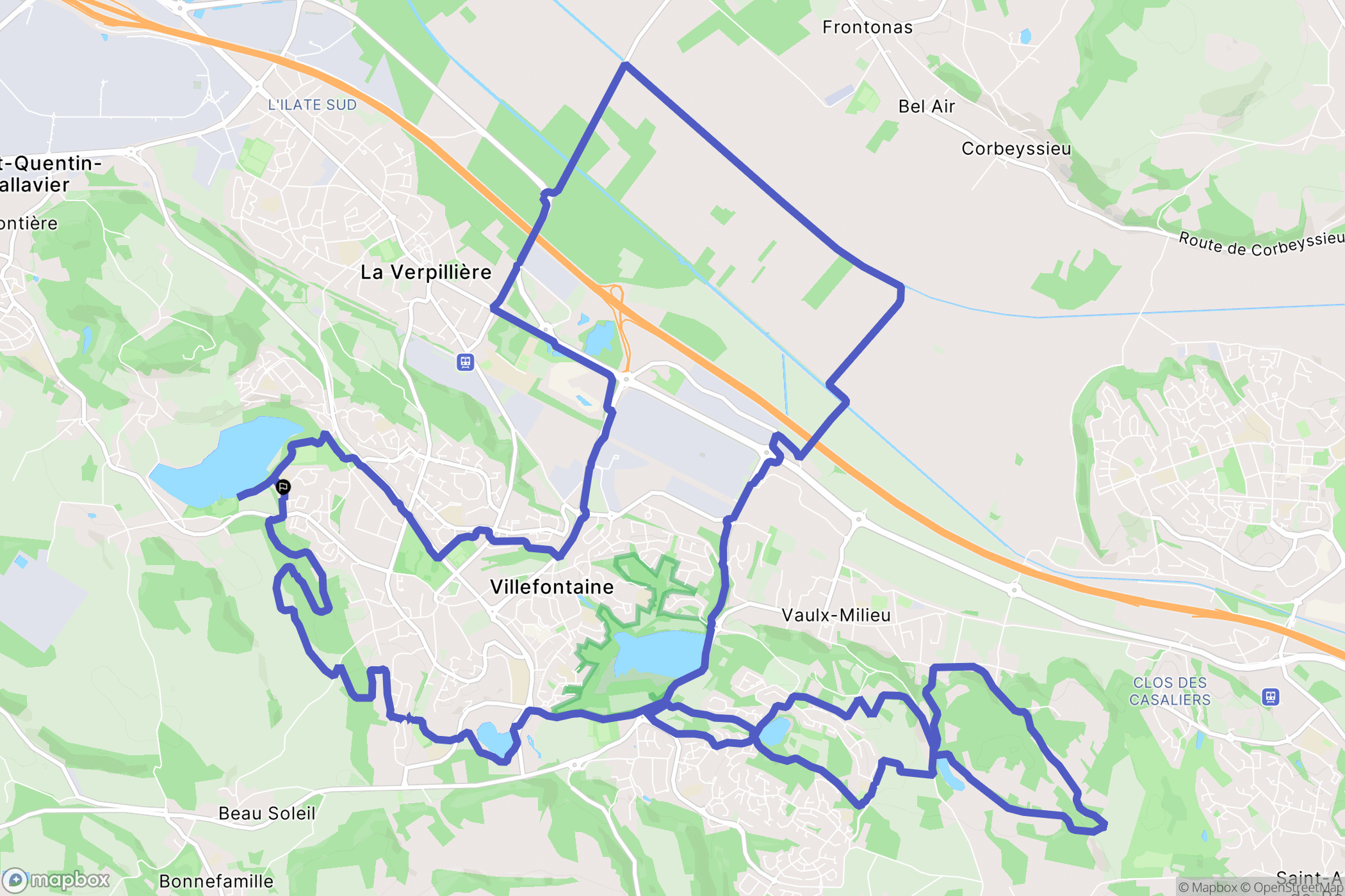 Villefontaine : carte du parcours de randonnée - France