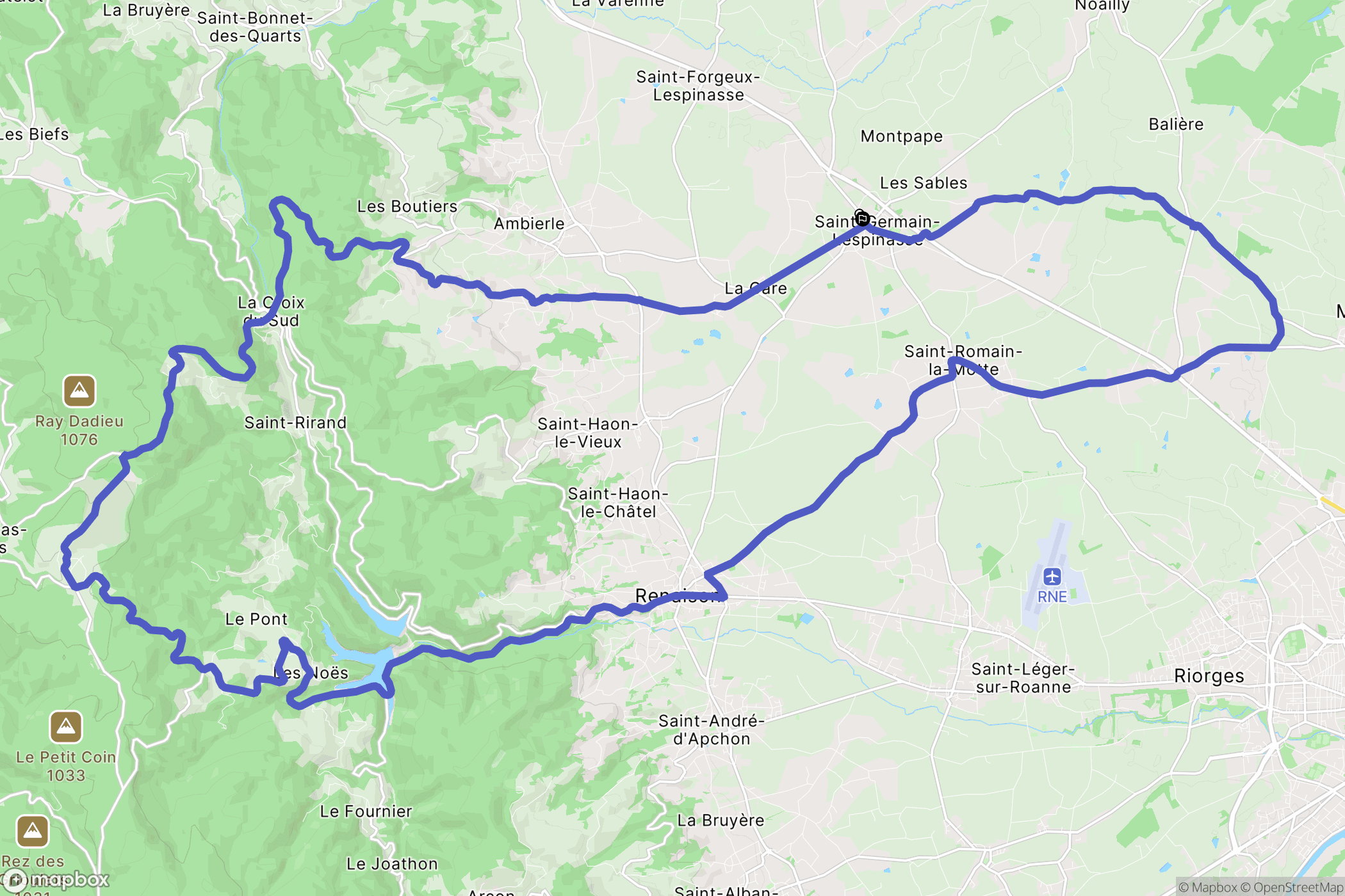 Saint-Germain-Lespinasse : carte du parcours de randonnée - France