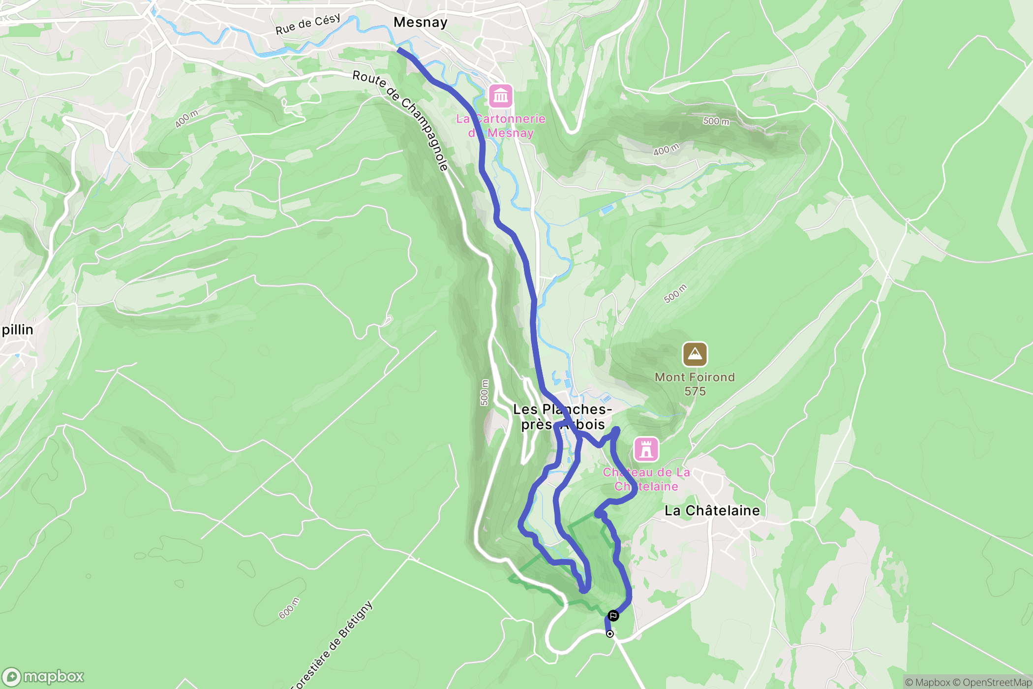 La Châtelaine : carte du parcours de randonnée - France