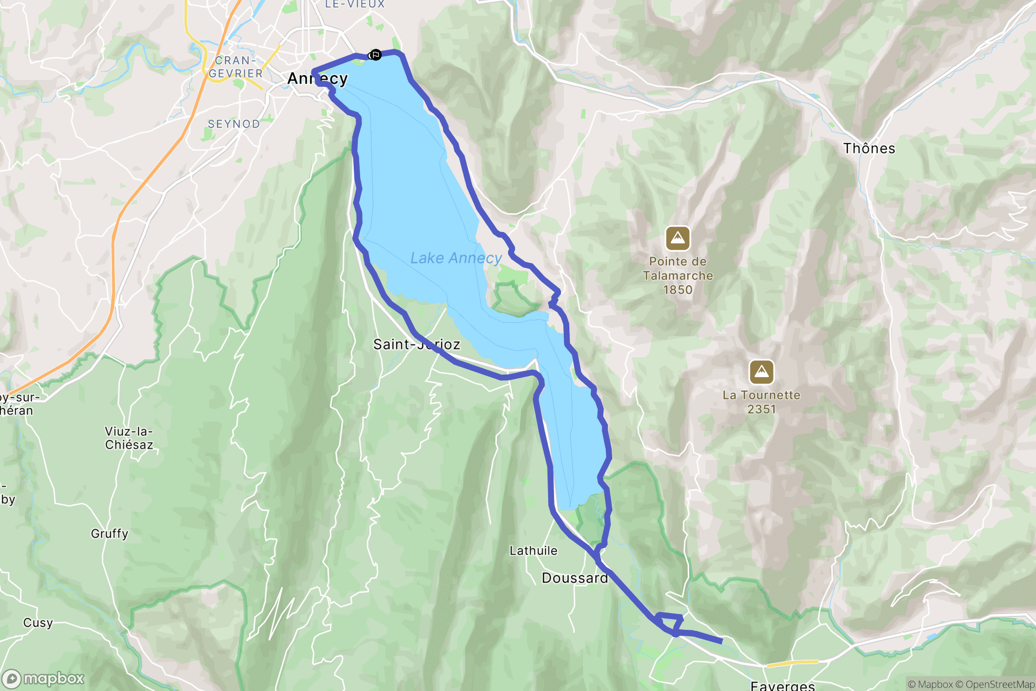 Annecy : carte du parcours de randonnée - France