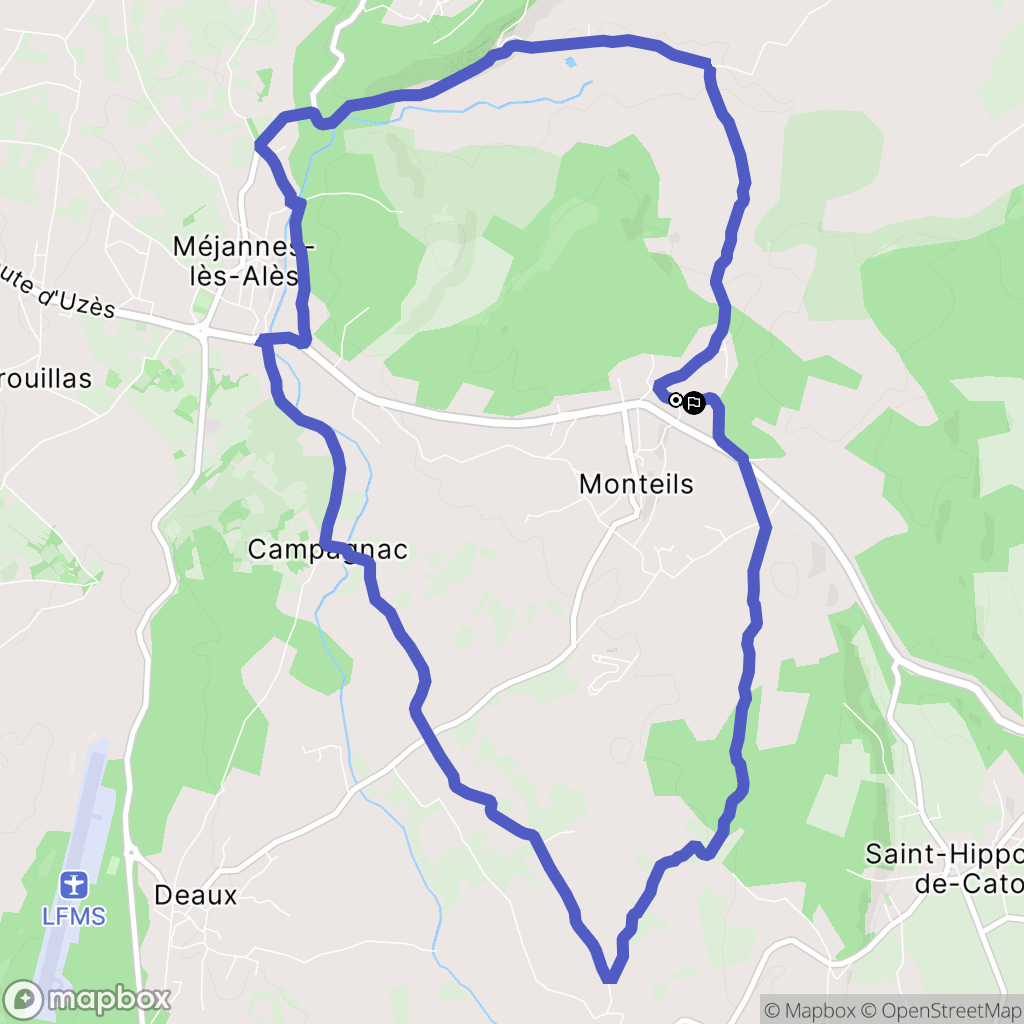 Monteils : carte du parcours de randonnée - France
