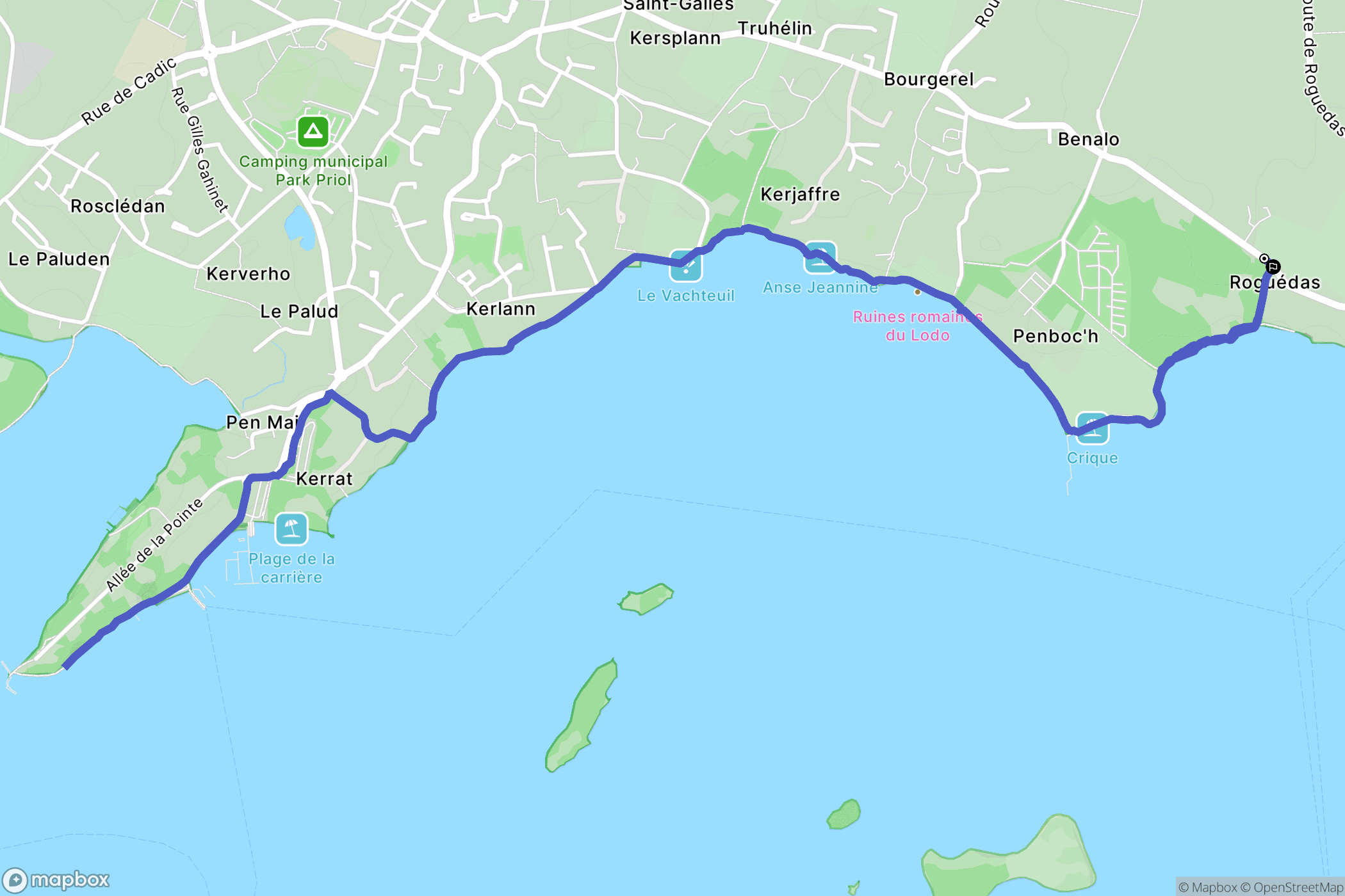 Arradon : carte du parcours de randonnée - France
