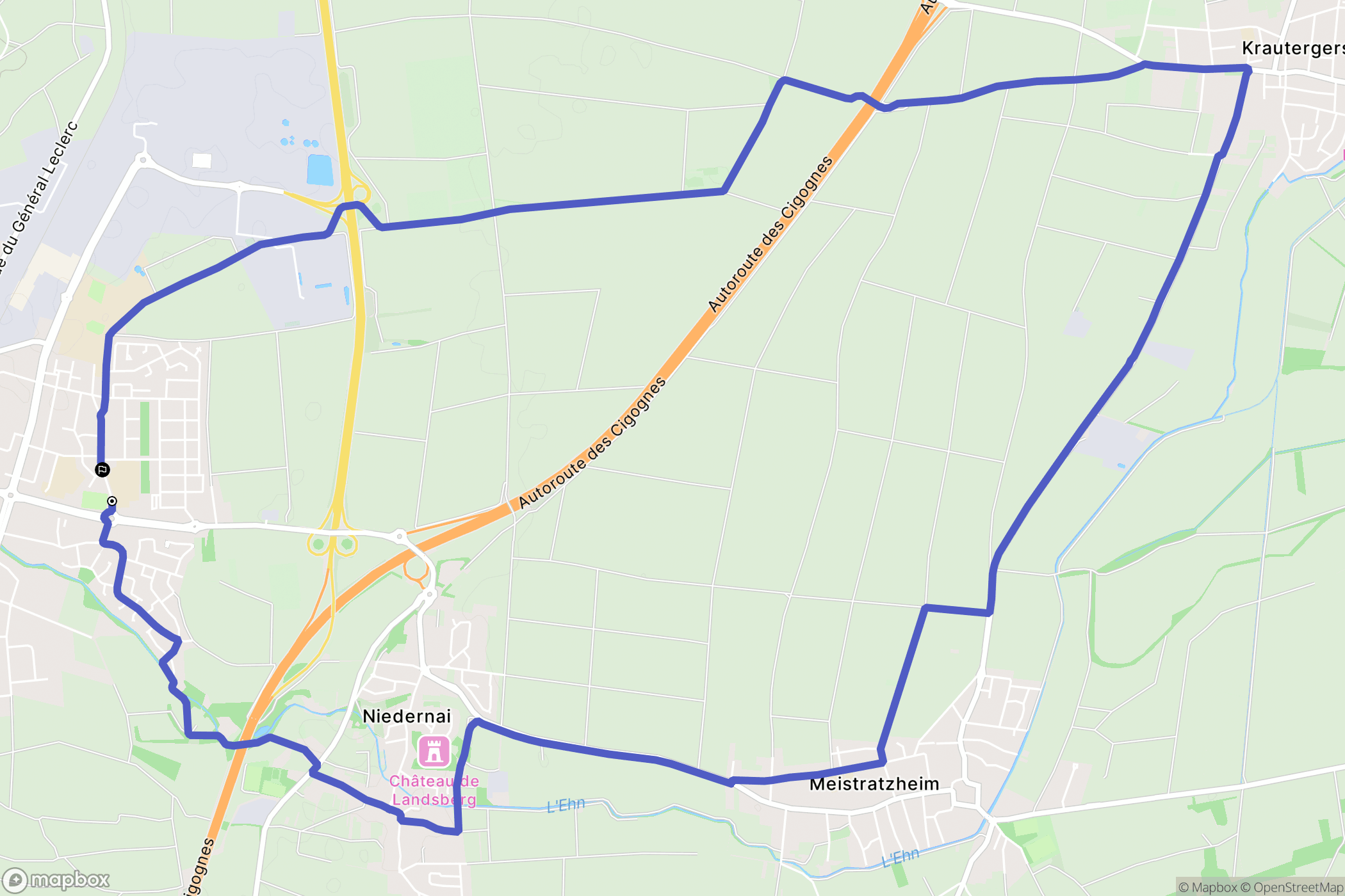 Obernai : carte du parcours de randonnée - France