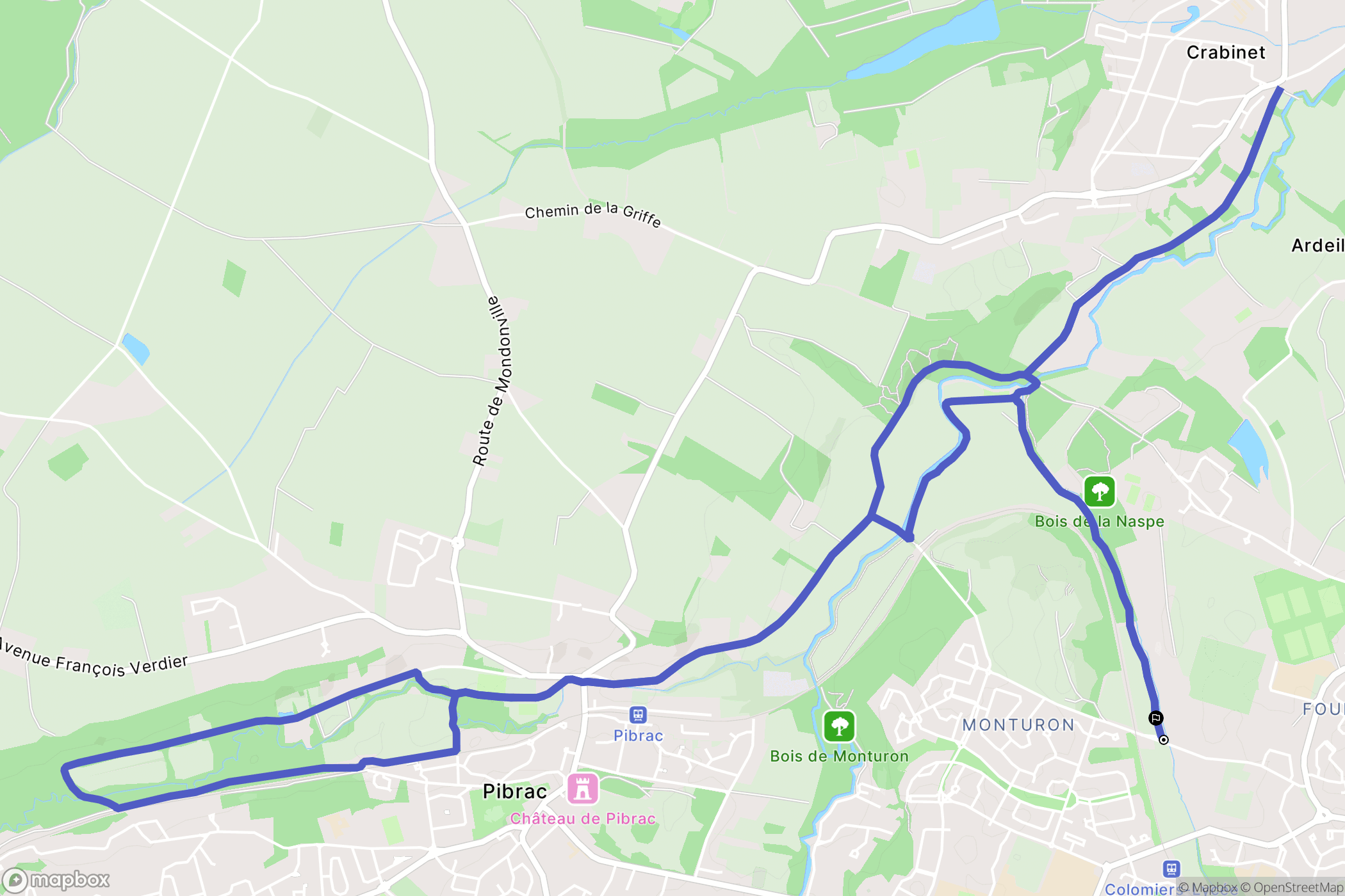 Colomiers : carte du parcours de randonnée - France