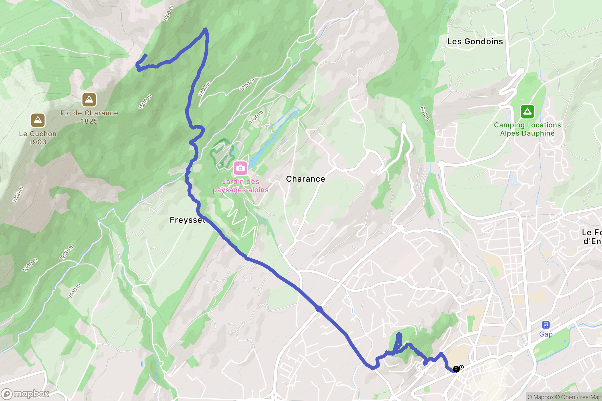 Gap : carte du parcours de randonnée - France