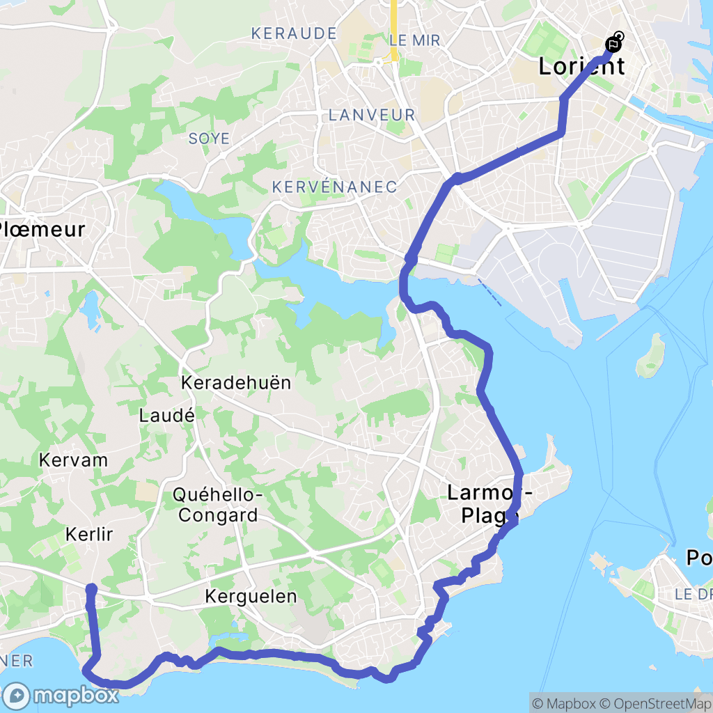 Lorient : carte du parcours de randonnée - France