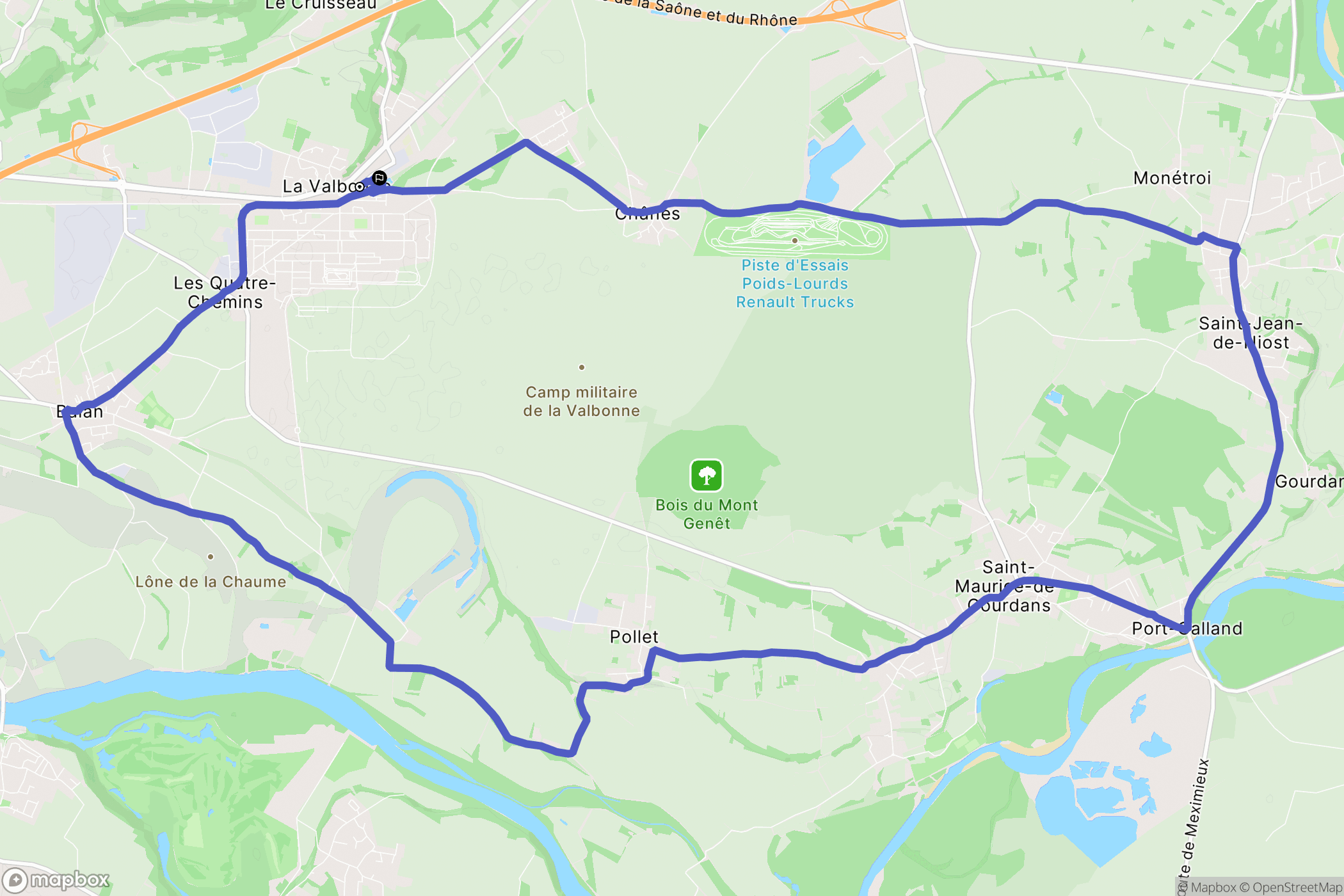 Béligneux : carte du parcours de randonnée - France