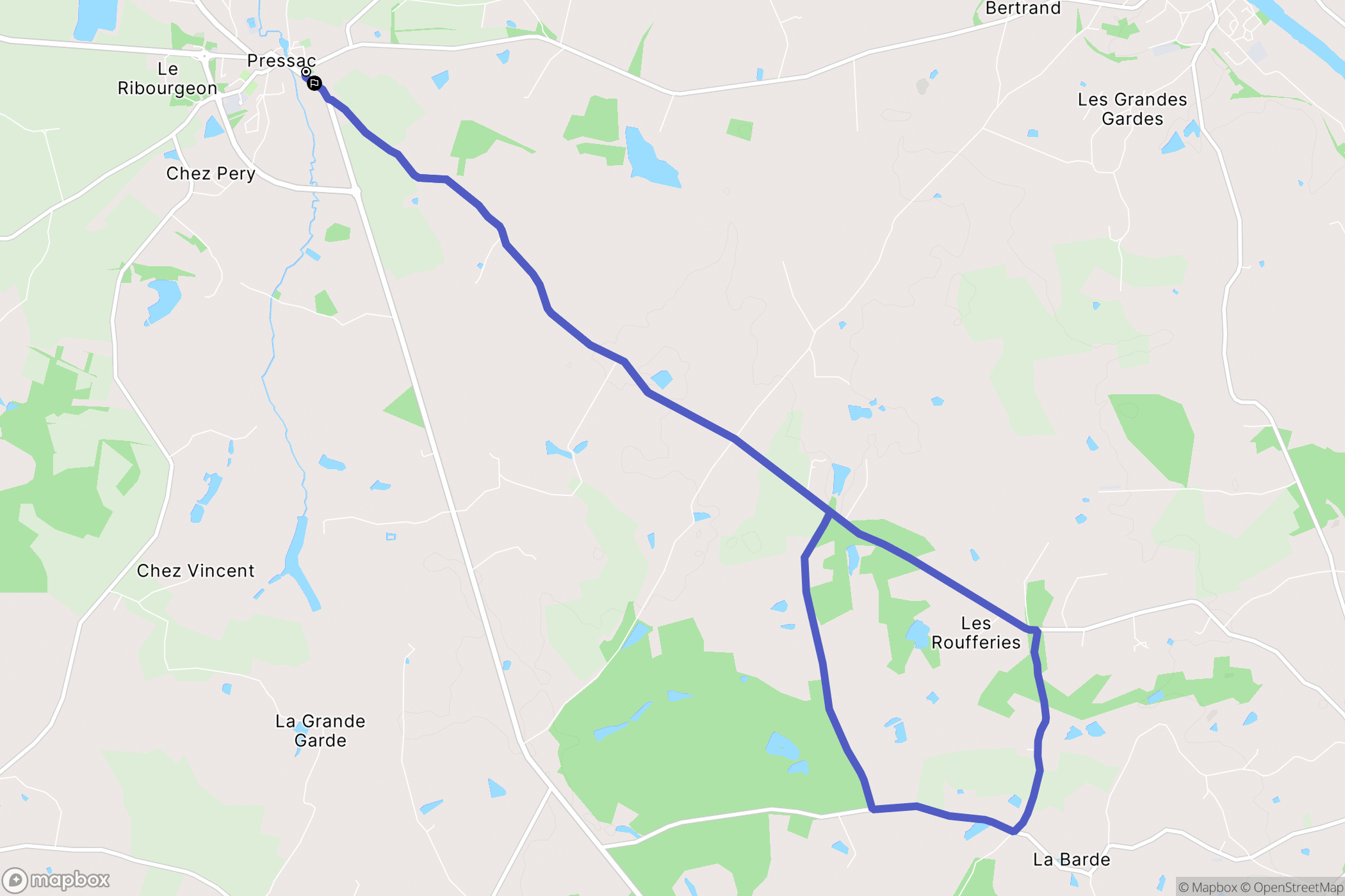 Pressac : carte du parcours de randonnée - France