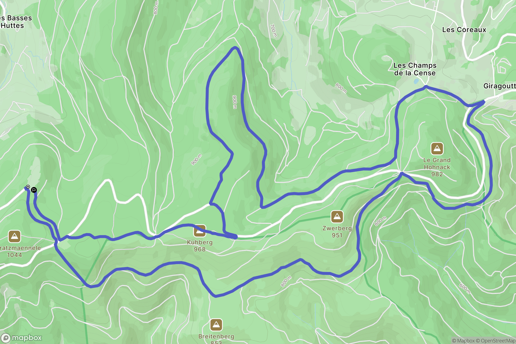 Orbey : carte du parcours de randonnée - France