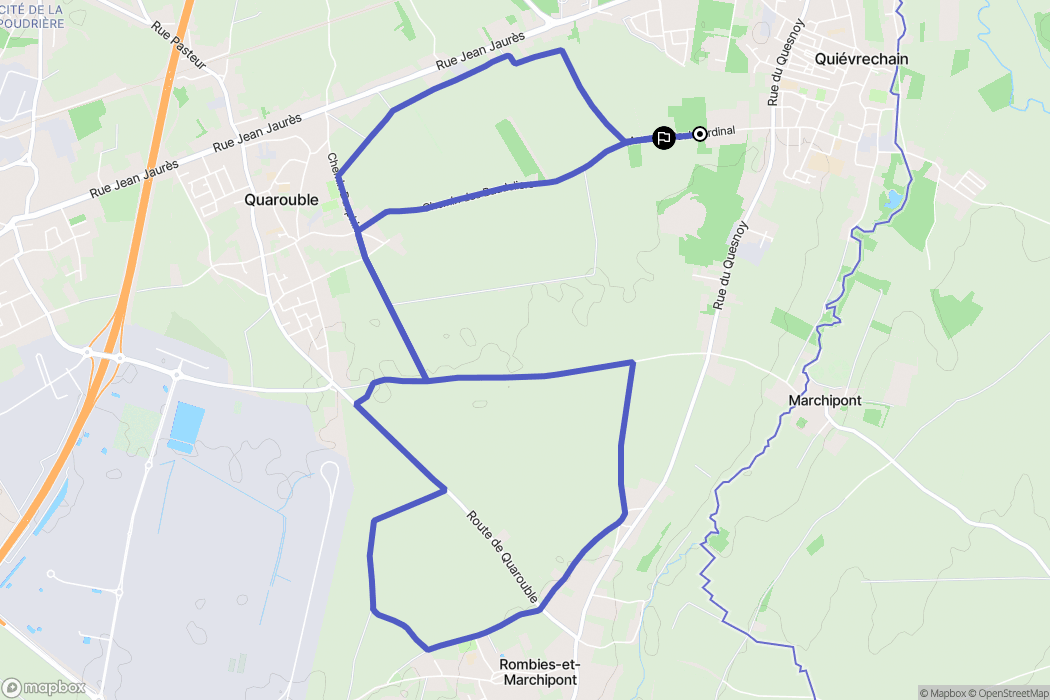 Quiévrechain : carte du parcours de randonnée - France