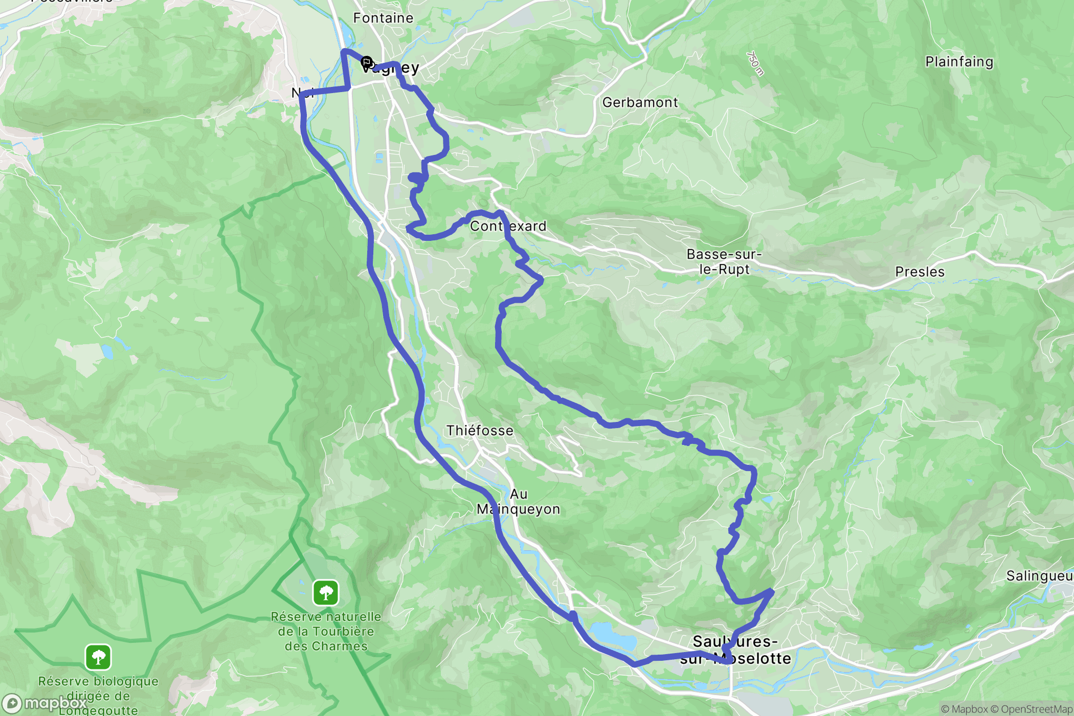 Vagney : carte du parcours de randonnée - France