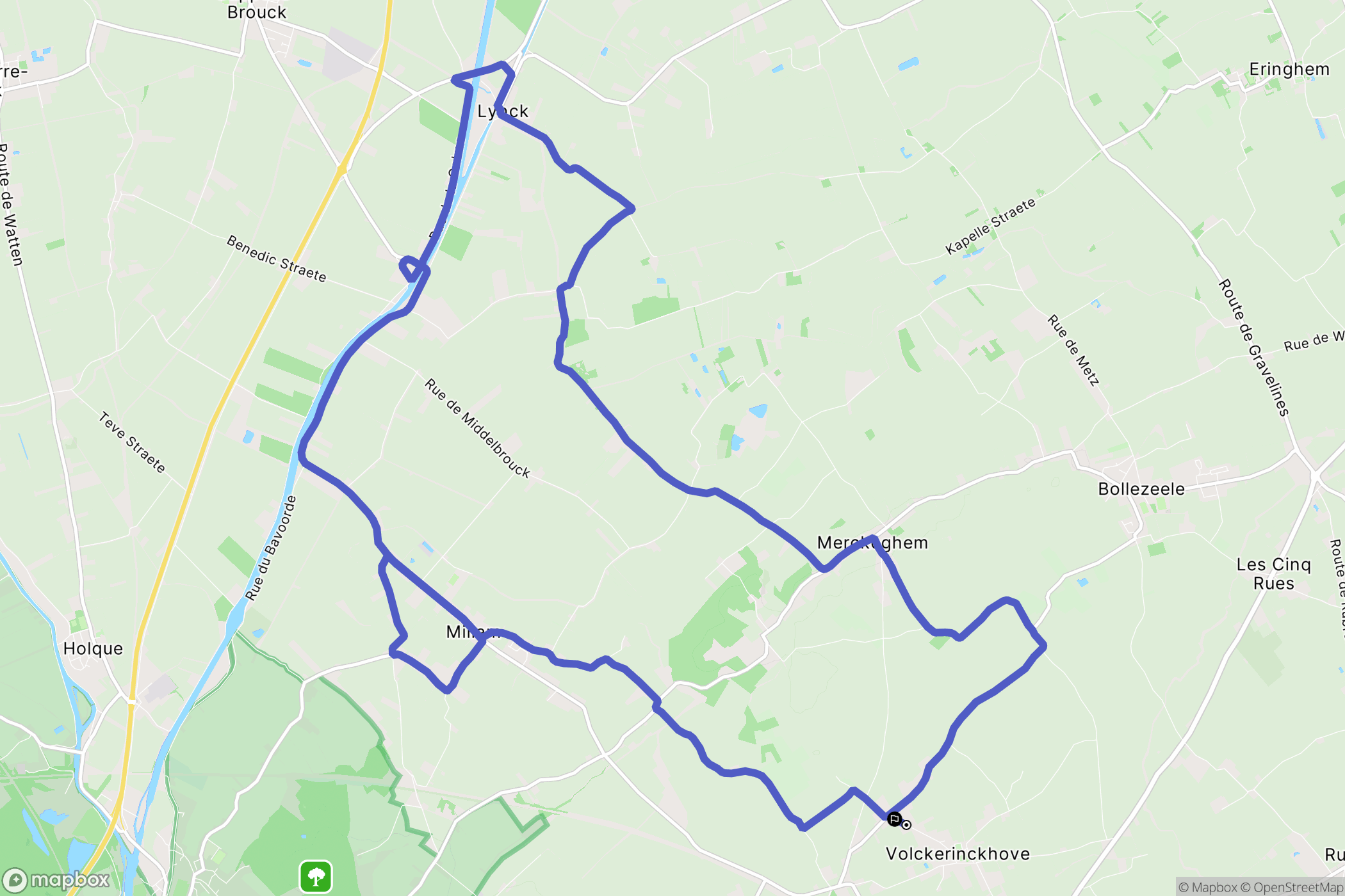 Volckerinckhove : carte du parcours de randonnée - France