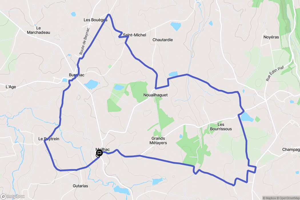 Meilhac : carte du parcours de randonnée - France