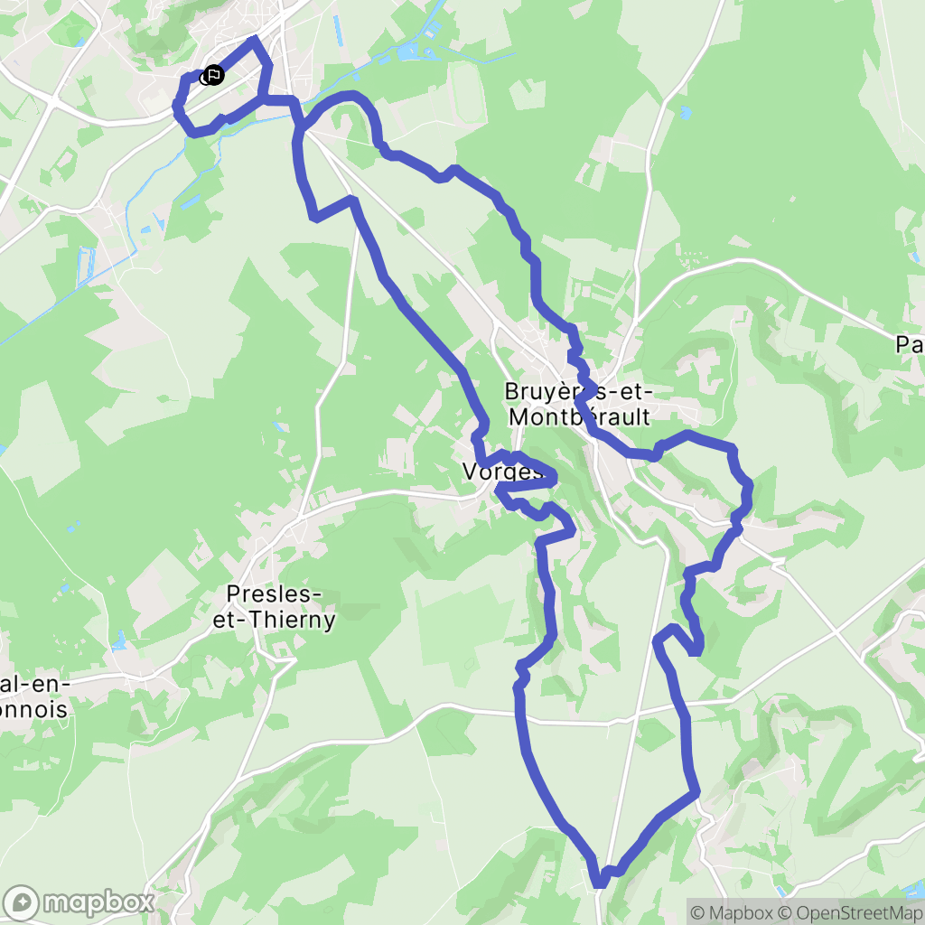 Laon : carte du parcours de randonnée - France