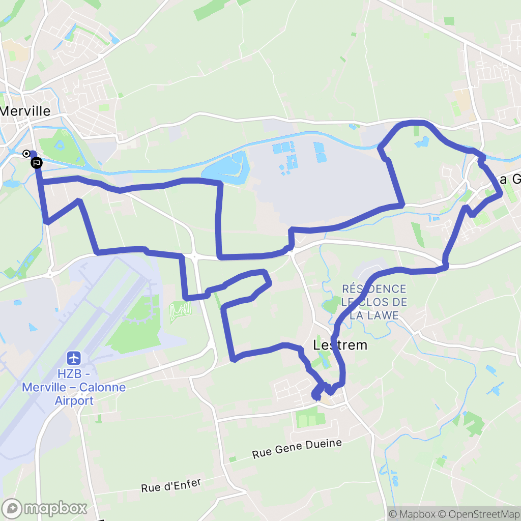 Merville : carte du parcours de randonnée - France