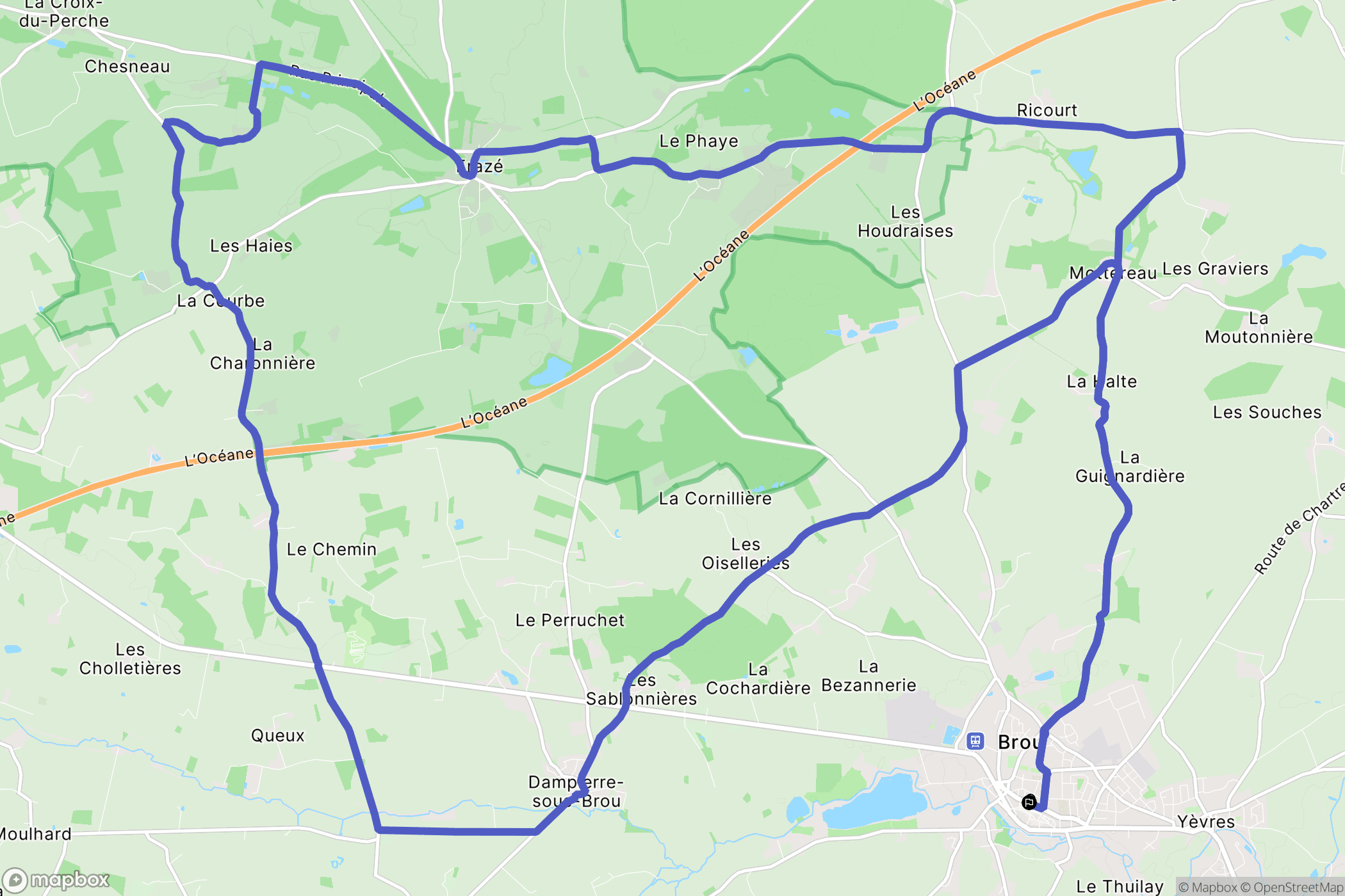 Brou : carte du parcours de randonnée - France