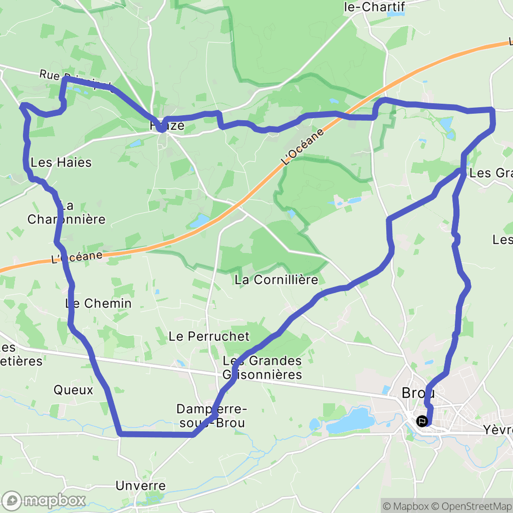 Brou : carte du parcours de randonnée - France