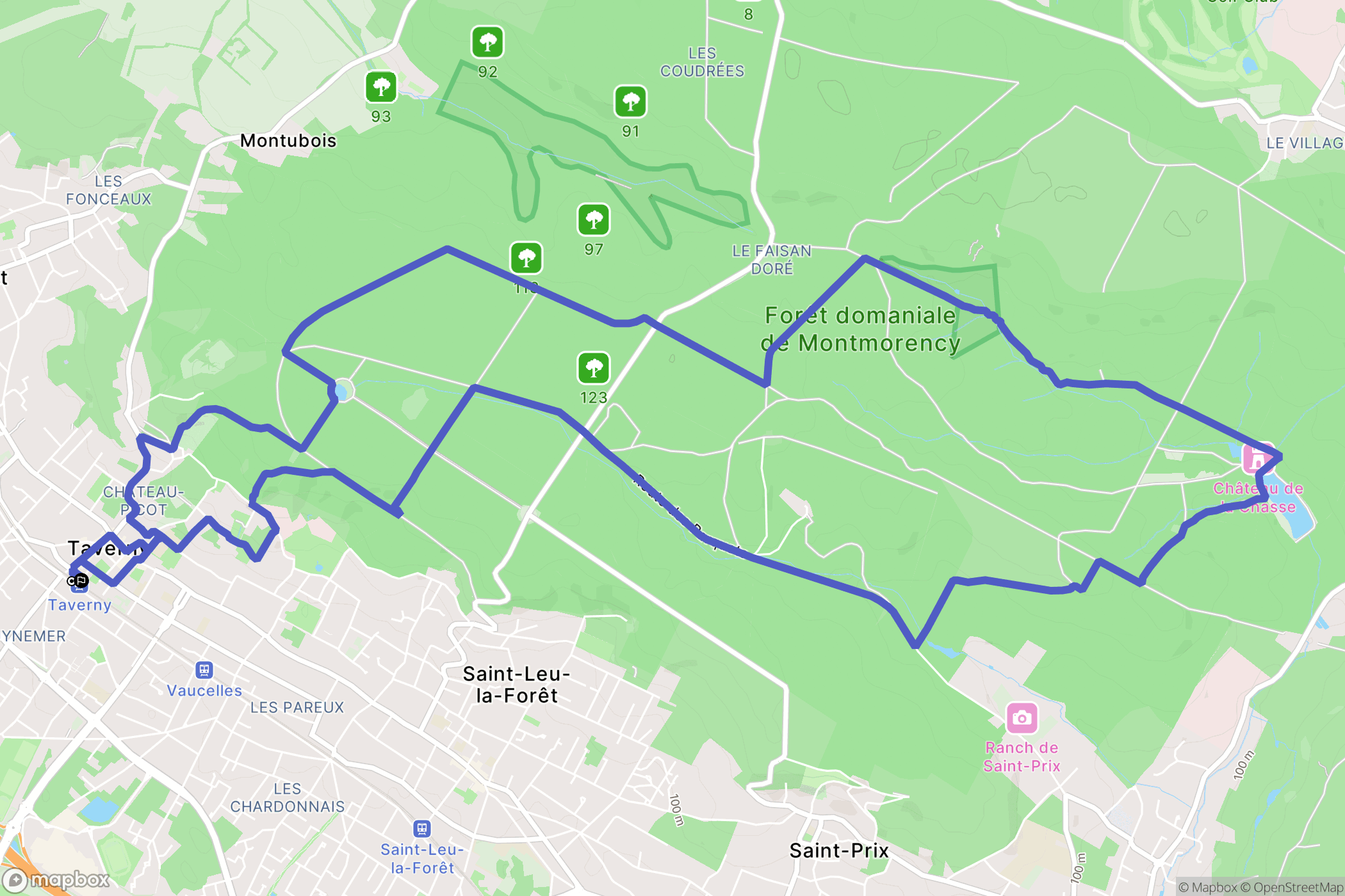 Taverny : carte du parcours de randonnée - France