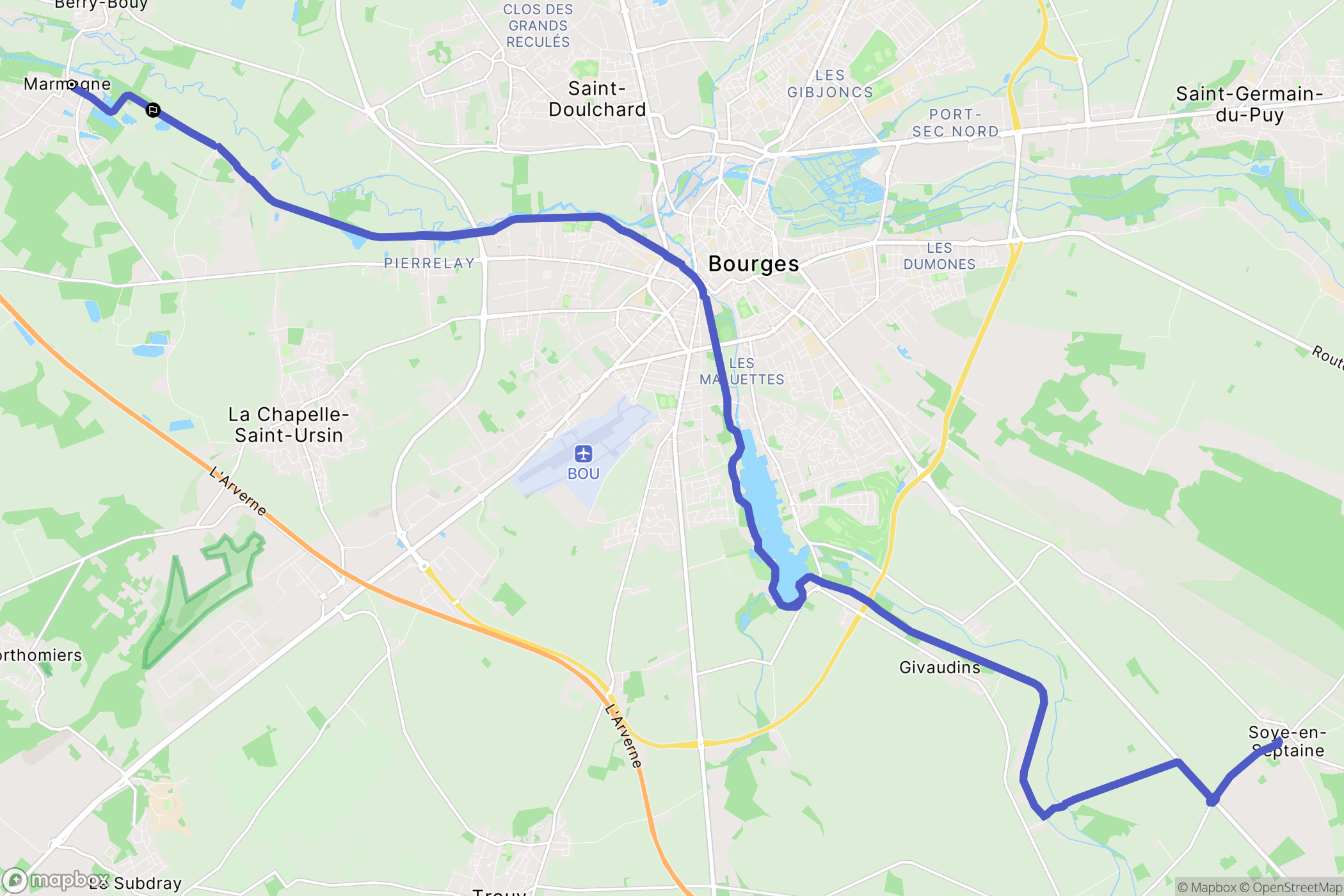Marmagne : carte du parcours de randonnée - France