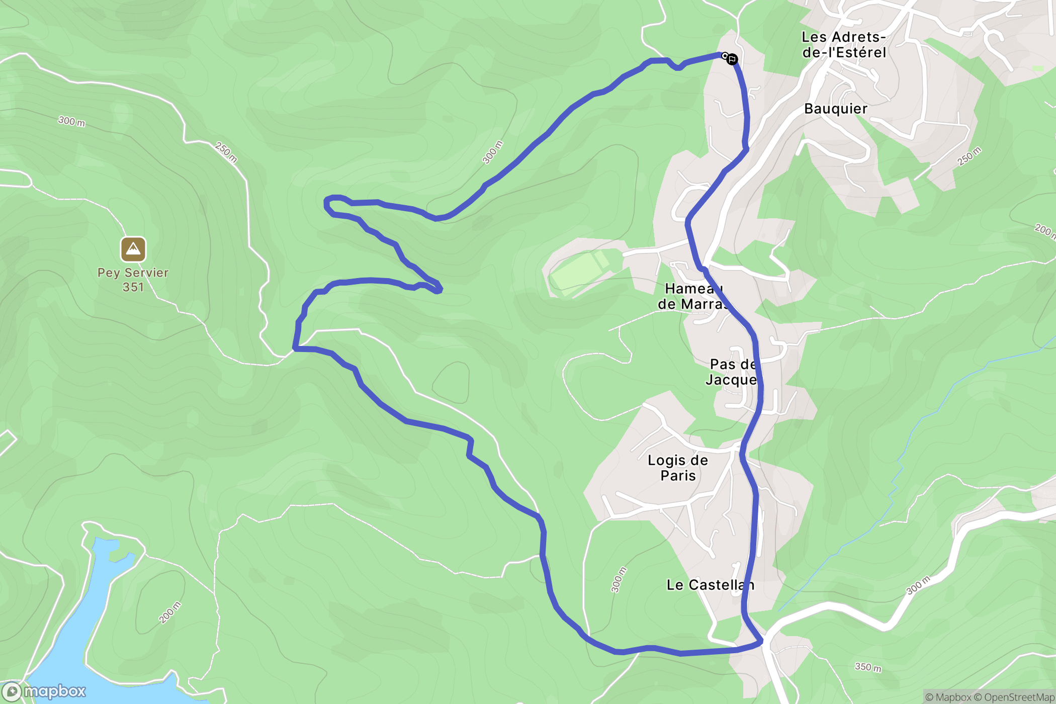 Les Adrets-de-l'Estérel : carte du parcours de randonnée - France