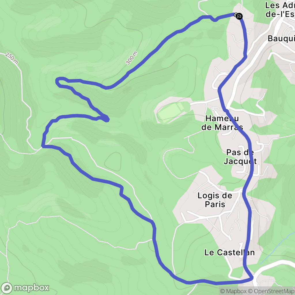 Les Adrets-de-l'Estérel : carte du parcours de randonnée - France