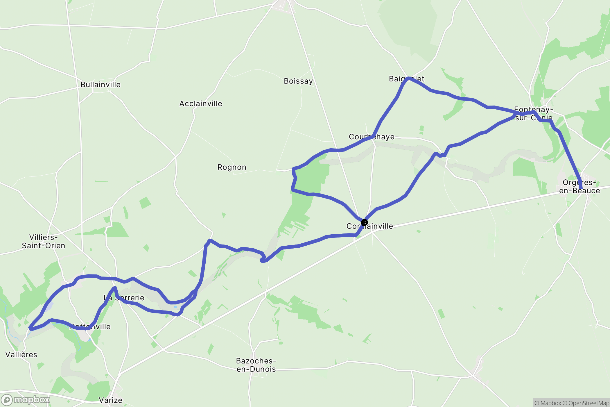 Cormainville : carte du parcours de randonnée - France
