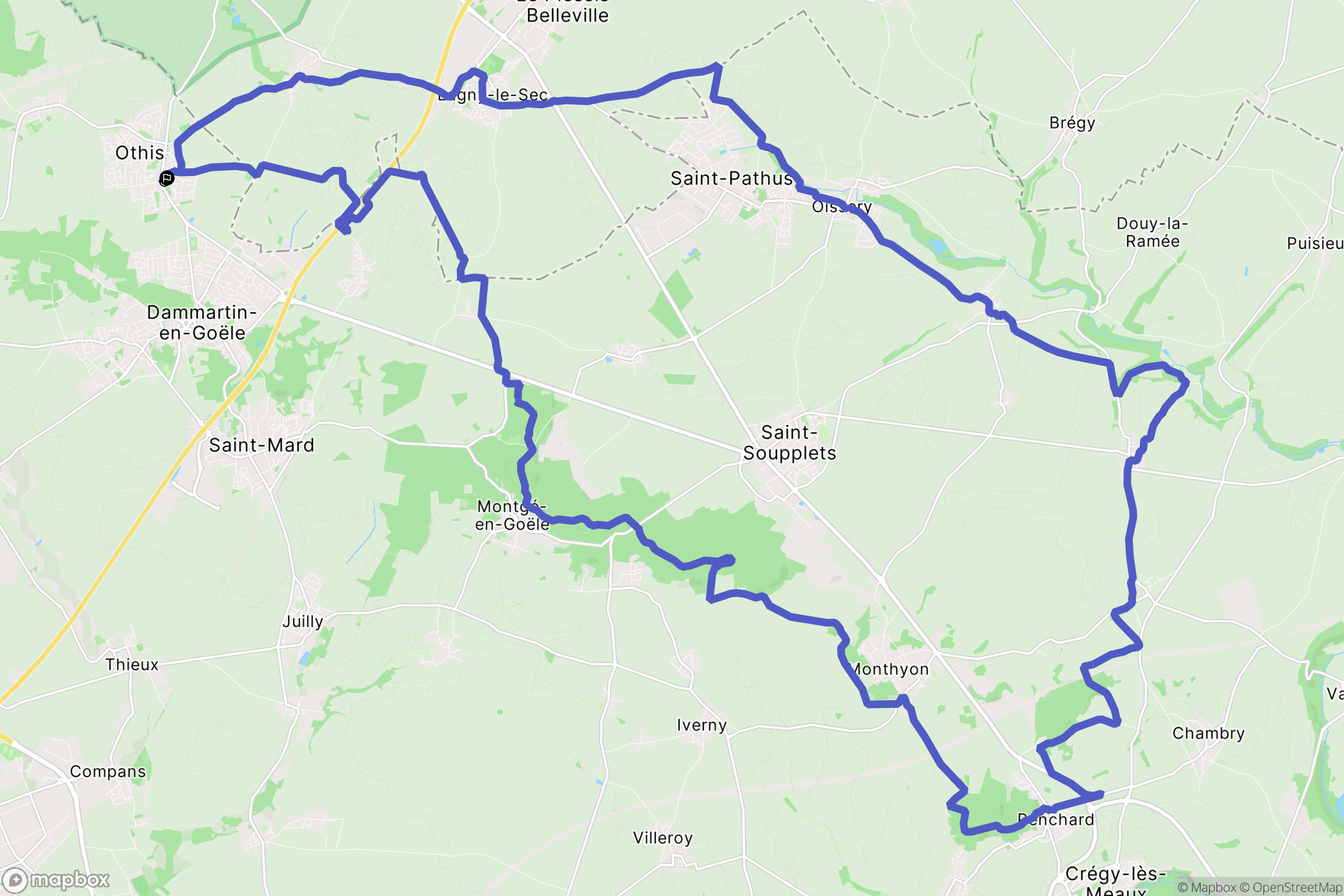 Othis : carte du parcours de randonnée - France