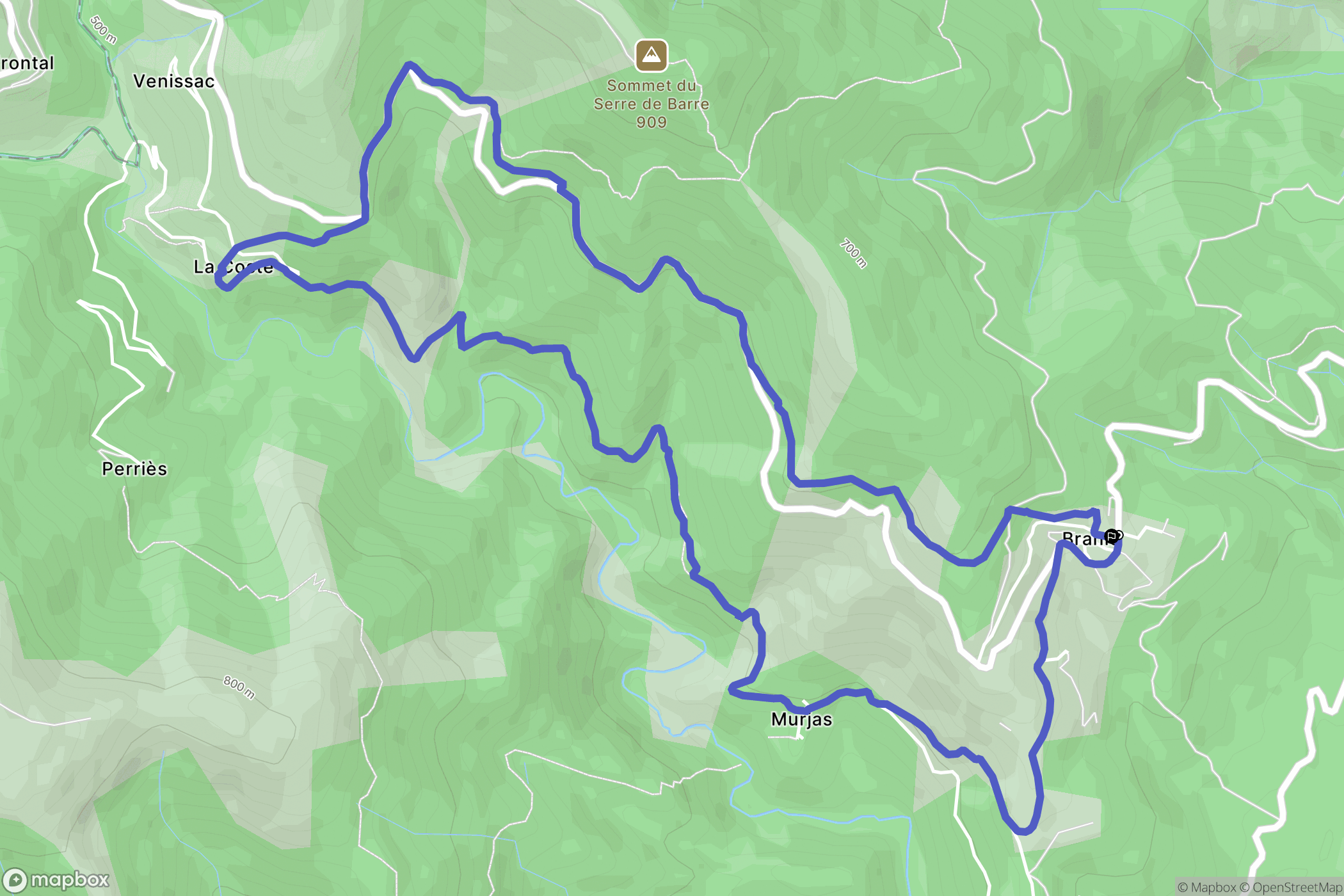 Les Vans : carte du parcours de randonnée - France