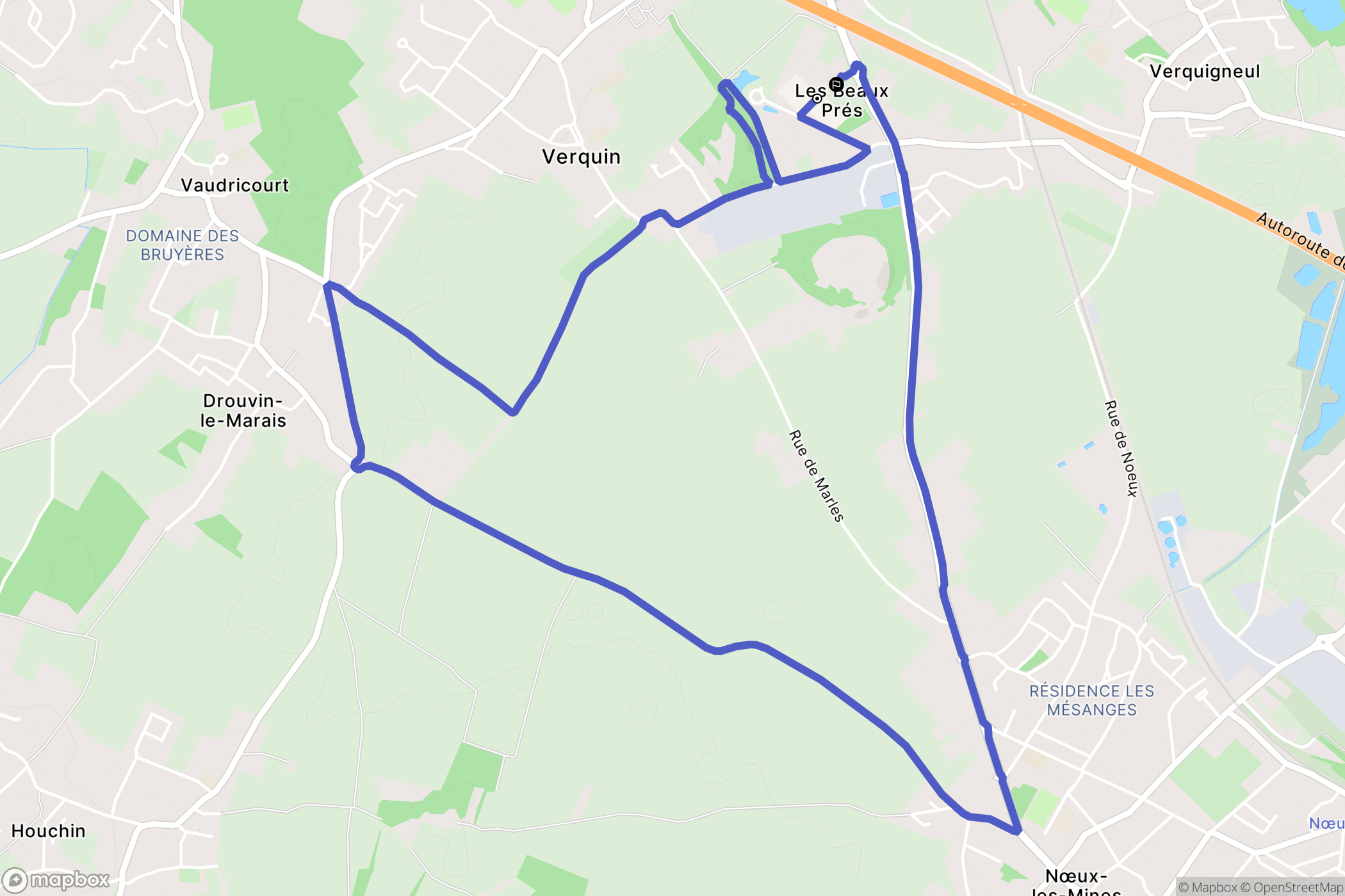 Verquin : carte du parcours de randonnée - France