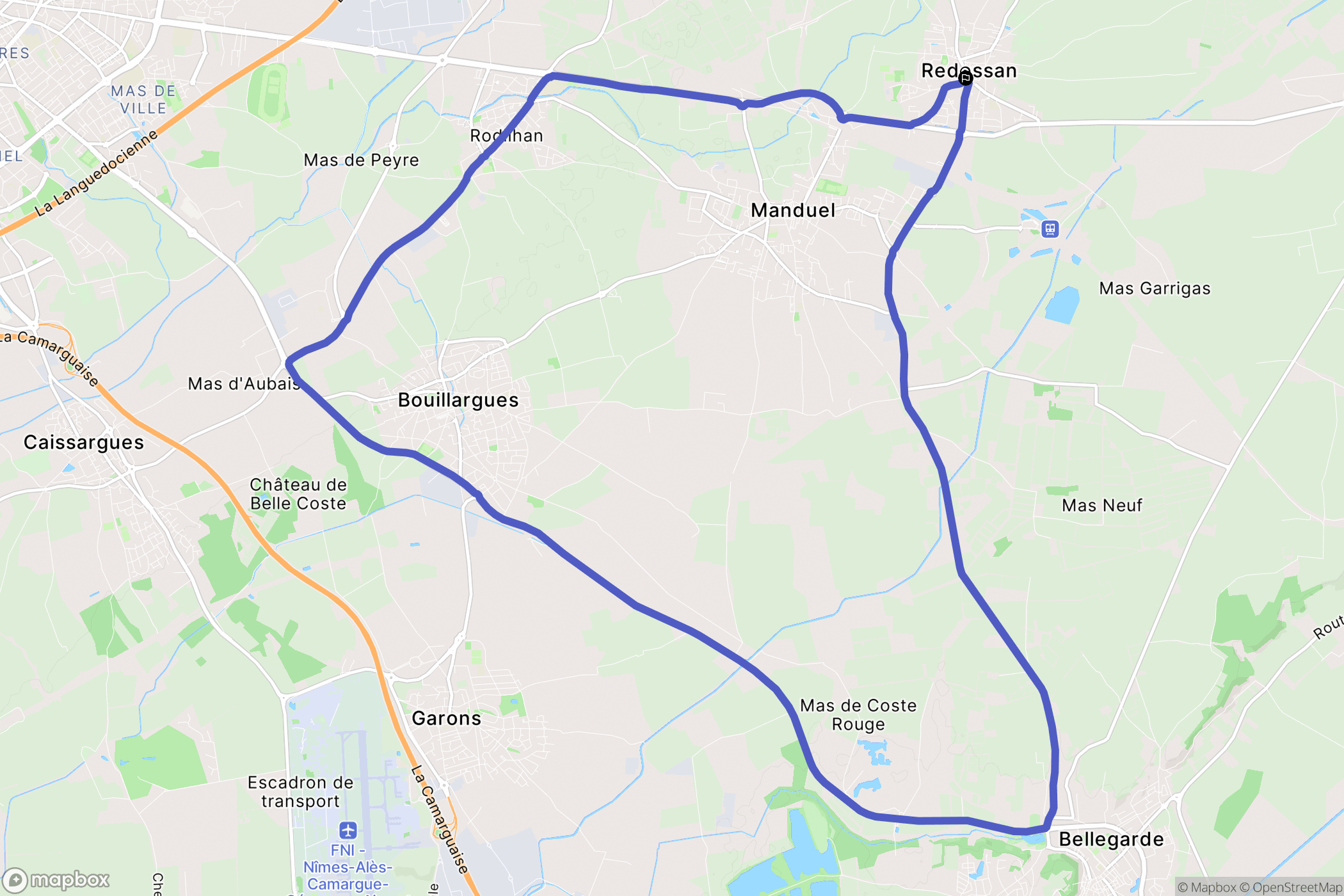 Redessan : carte du parcours de randonnée - France