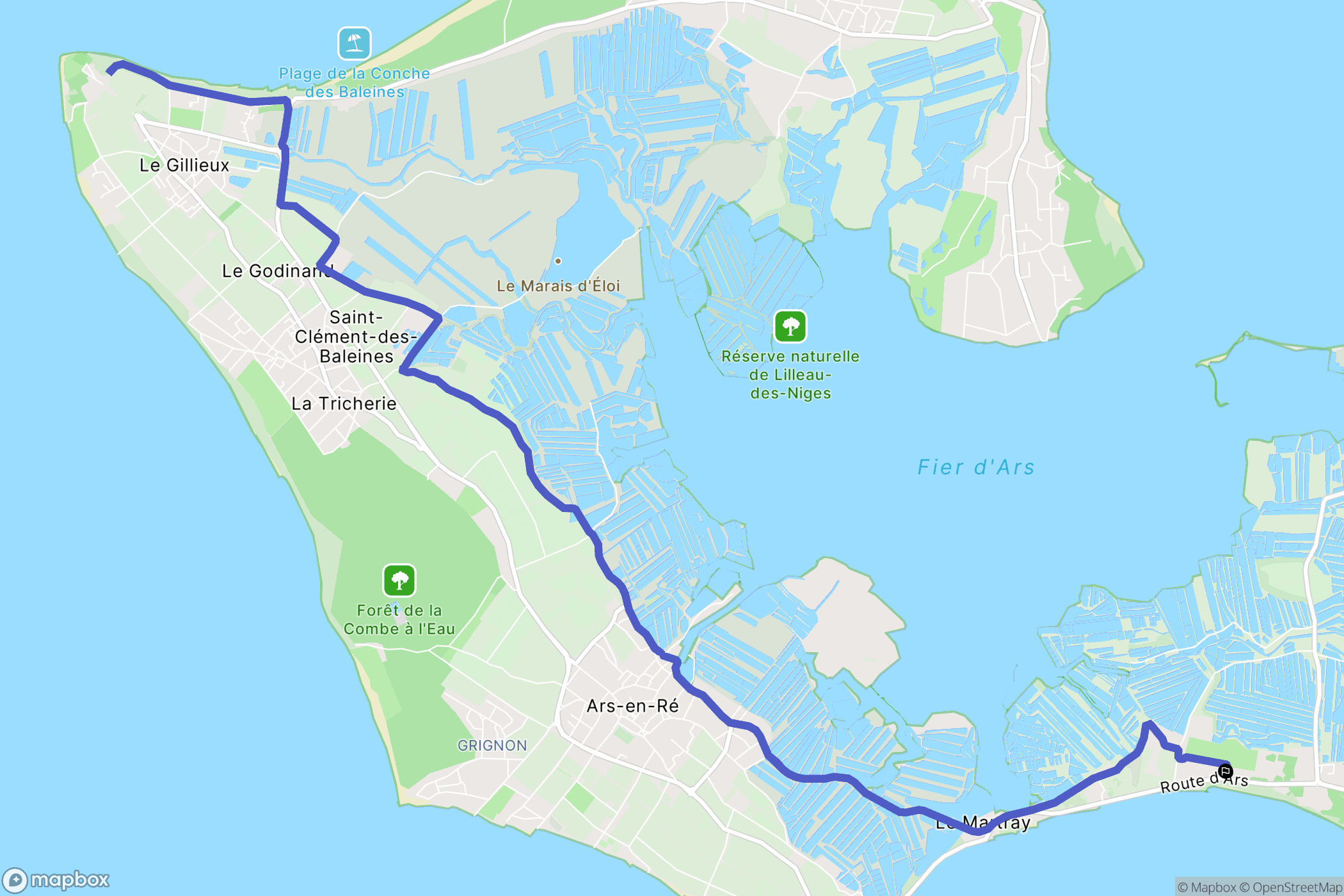 La Couarde-sur-Mer : carte du parcours de randonnée - France