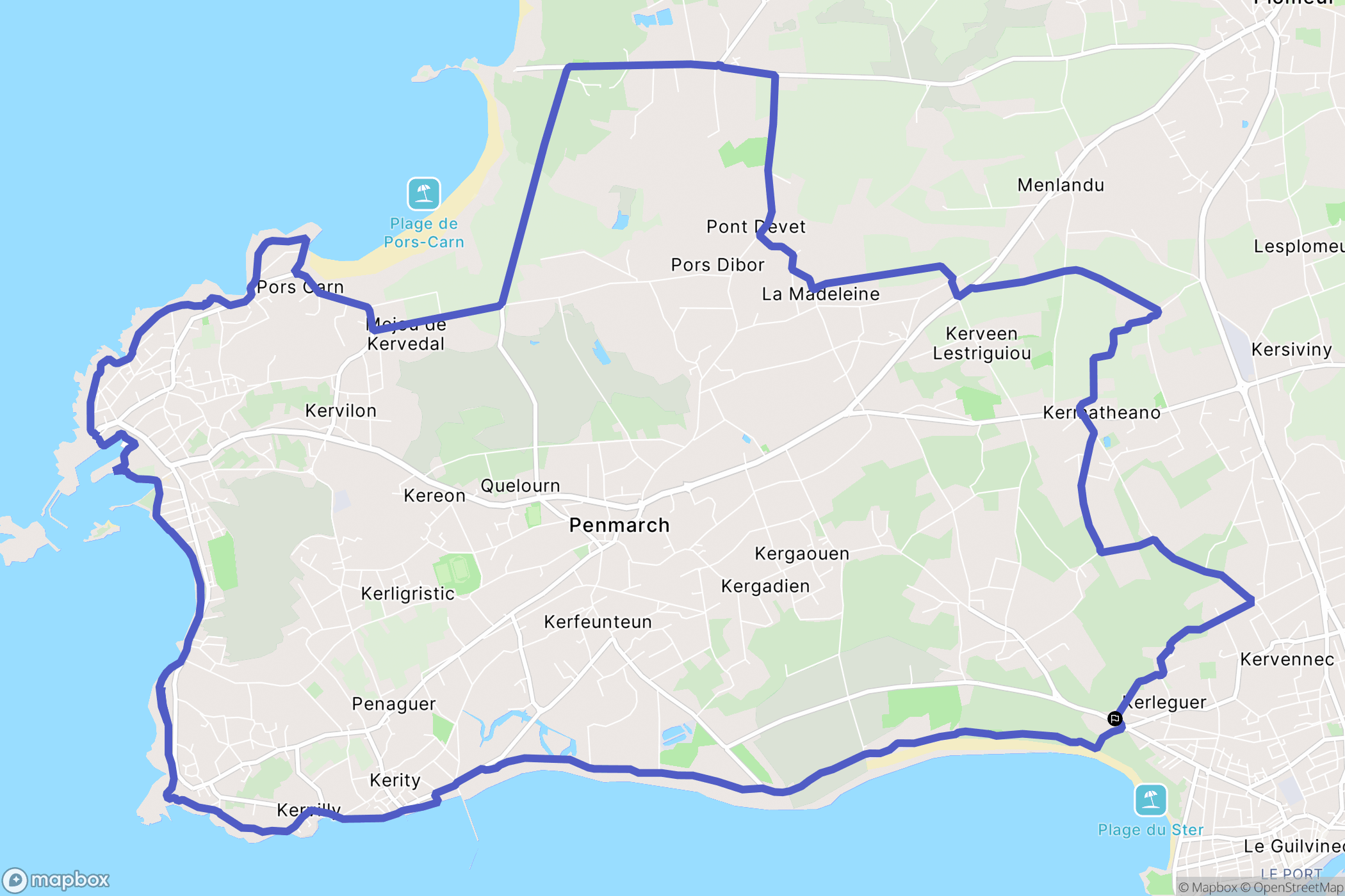 Guilvinec : carte du parcours de randonnée - France